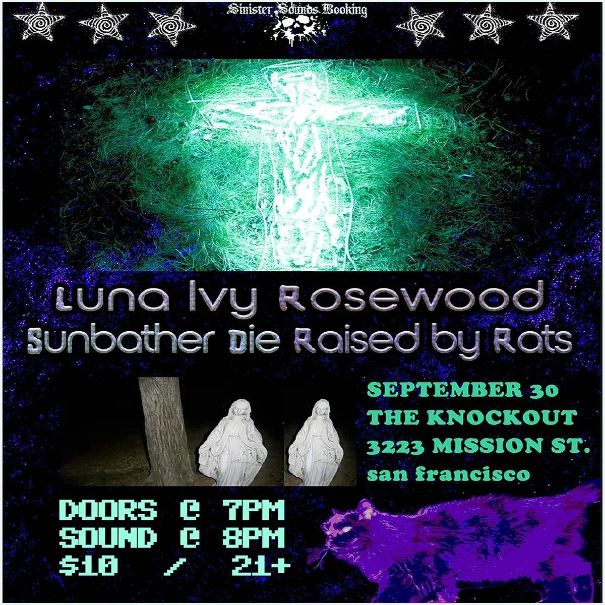 TUESDAY NIGHT LIVE : LUNA IVY, ROSEWOOD, SUNBATHER DIE, RAISED BY RATS (7PM - CLOSE)