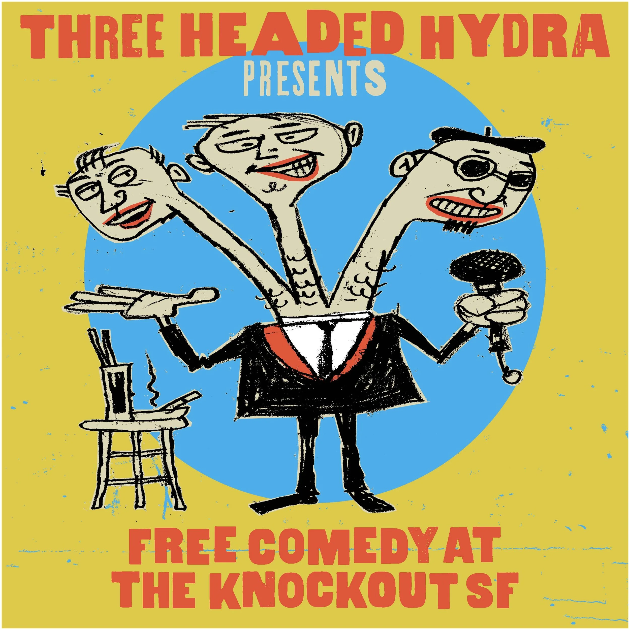 FREE STAND UP OPEN MIC COMEDY AT THE KNOCKOUT! BY THREE HEADED HYRA (6PM - 9PM)