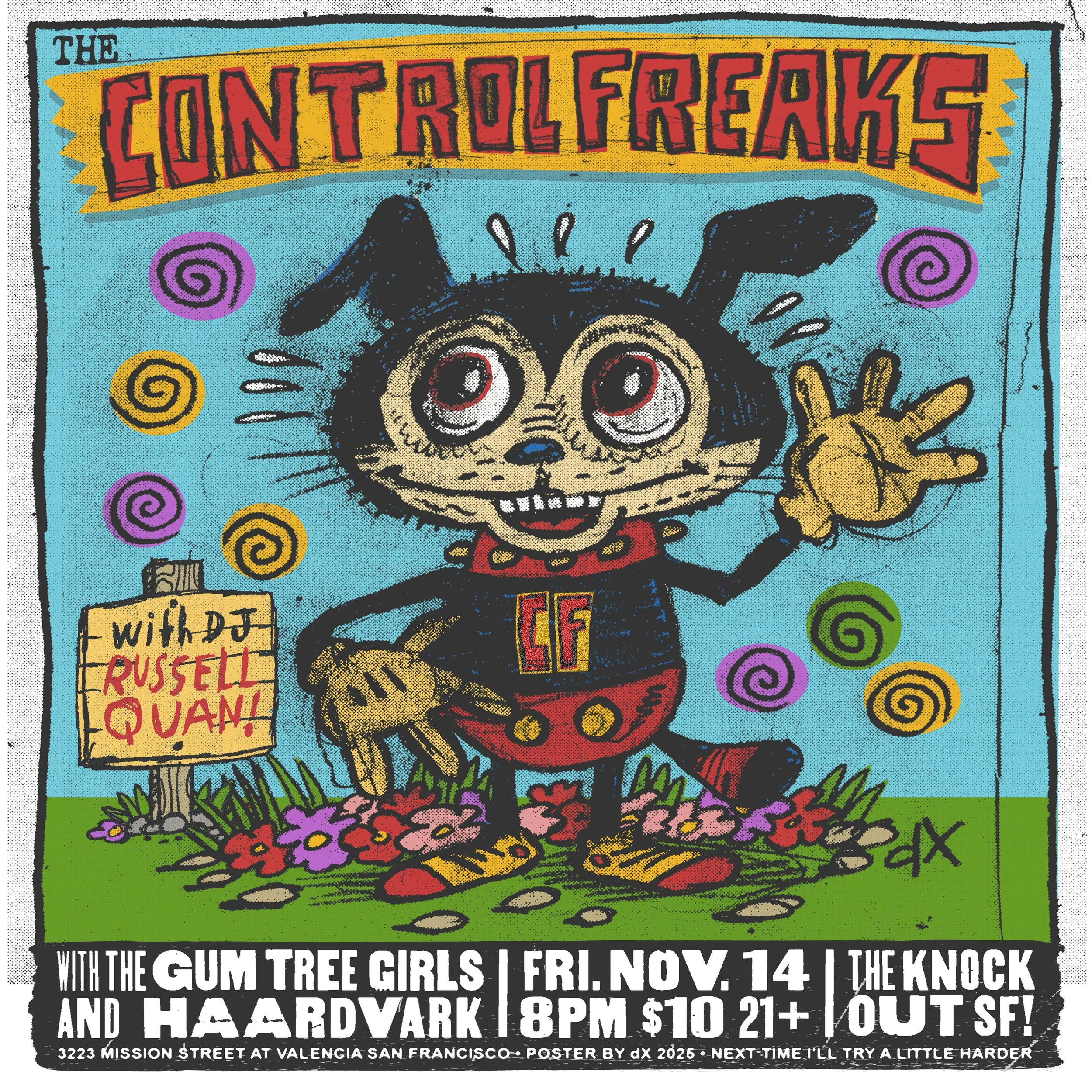 FRIDAY NIGHT ROCK N’ ROLL WITH THE CONTROL FREAKS + THE GUM TREE GIRLS + HAARDVARK + DJ RUSSELL QUAN! (8PM - CLOSE)