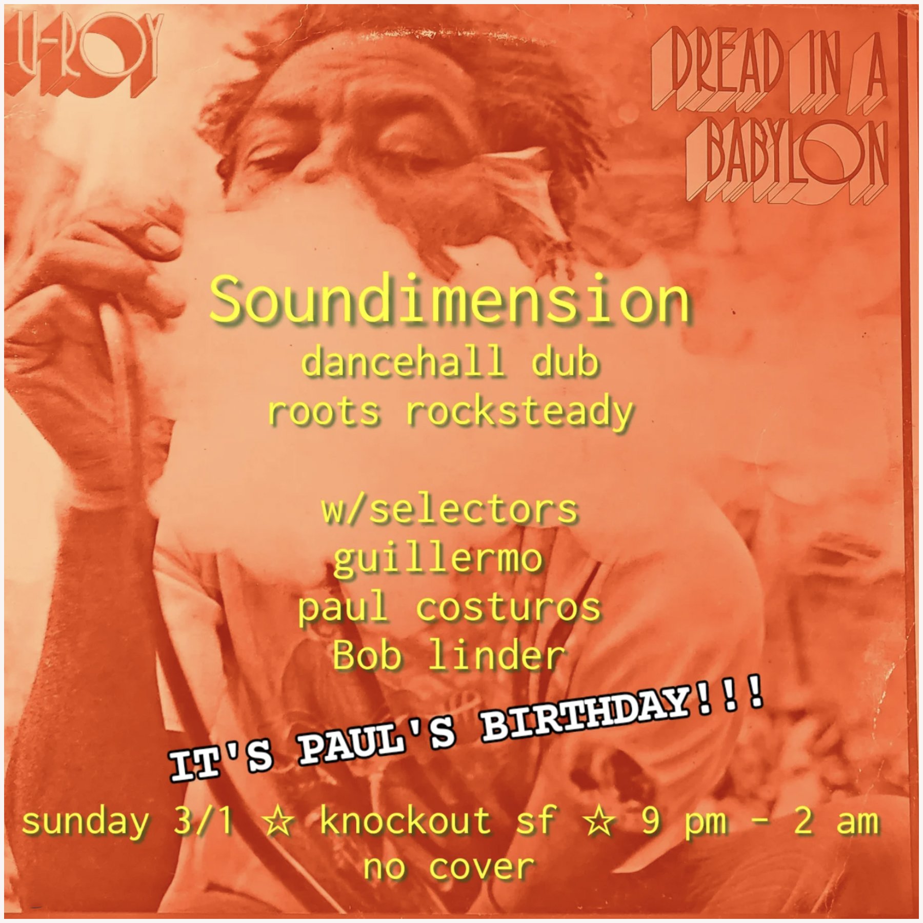 REGGAE SUNDAY PRESENTS THE SOUND DIMENSION DANCE PARTY  (9PM - CLOSE)