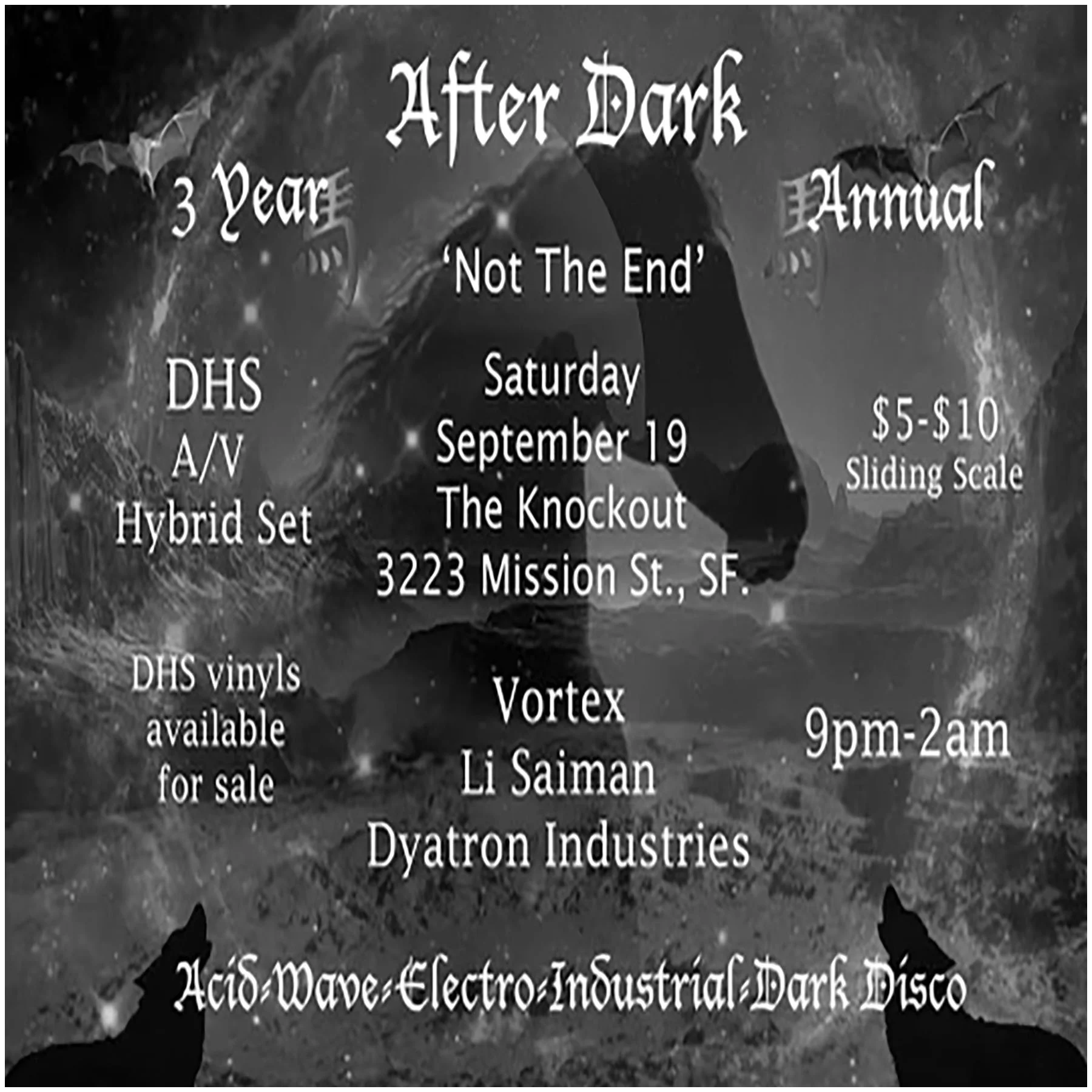 THE AFTER DARK INDUSTRIAL DANCE PARTY • SPECIAL SATURDAY NIGHT EDITION WITH SPECIAL GUEST DHS (9PM - CLOSE)