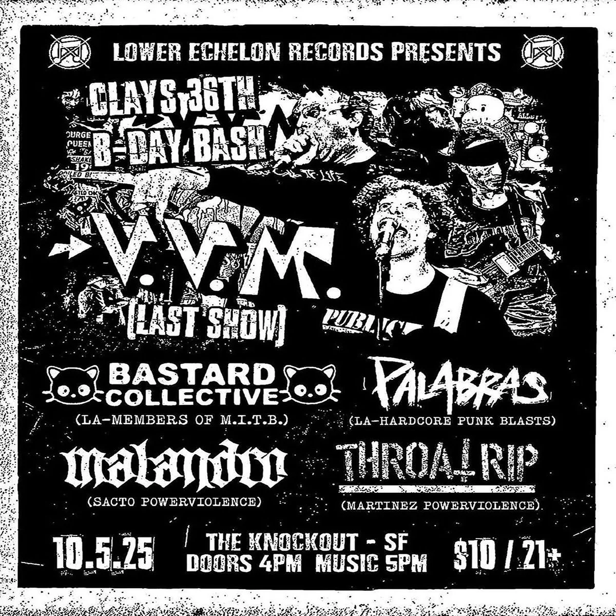 SUNDAY MATINEE SHOW : V.V.M. + BASTARD COLLECTIVE + PALABRAS + MALANDRO + THROAT RIP