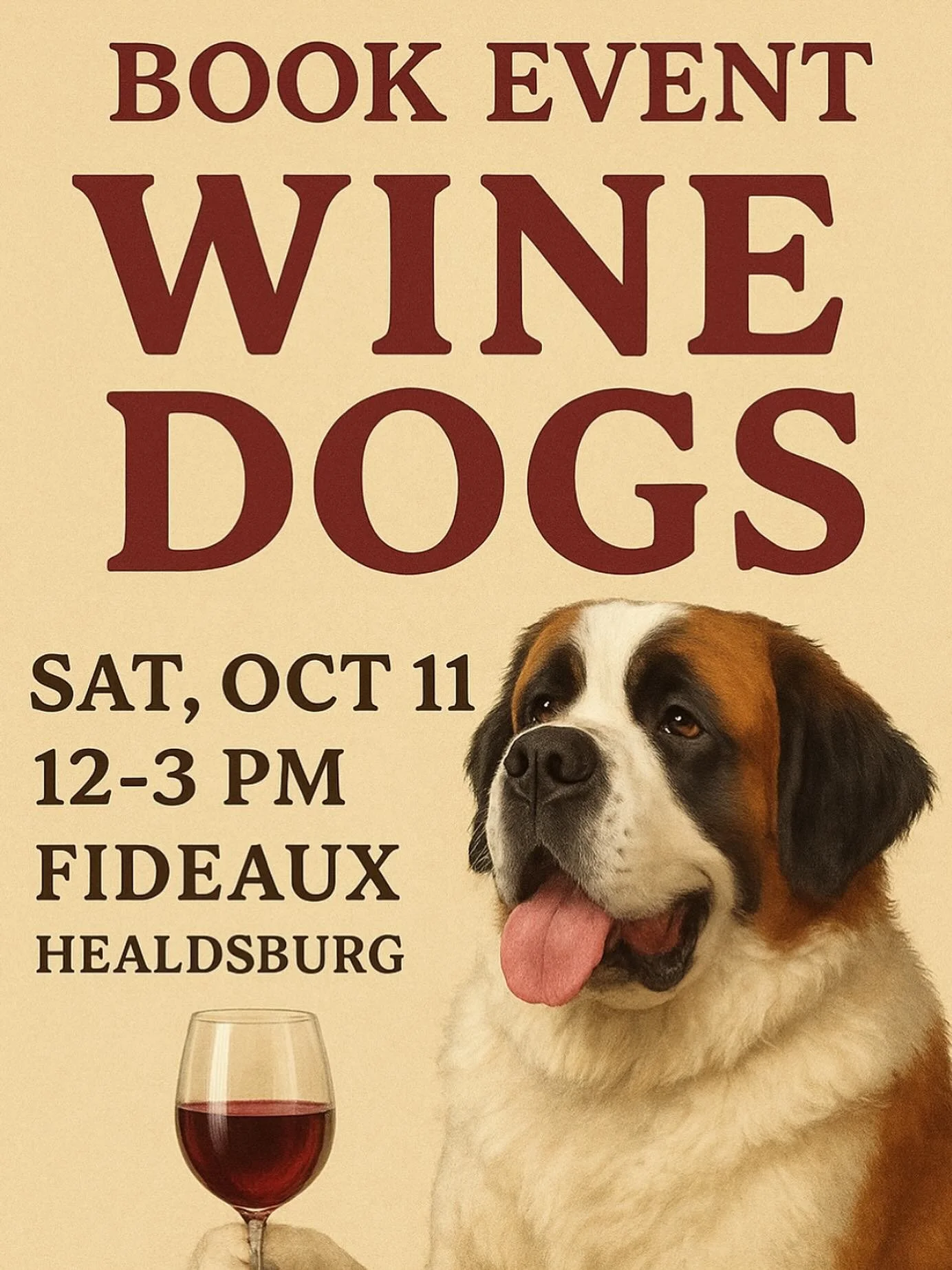 Come meet Charlie from the cover of our Wine Dogs book at the Healdsburg shop this Saturday!  She will be greeting friends, signing books and stealing treats.  It&rsquo;s sure to be a fun day!