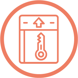 Icono de ascensor con advertencia de temperatura