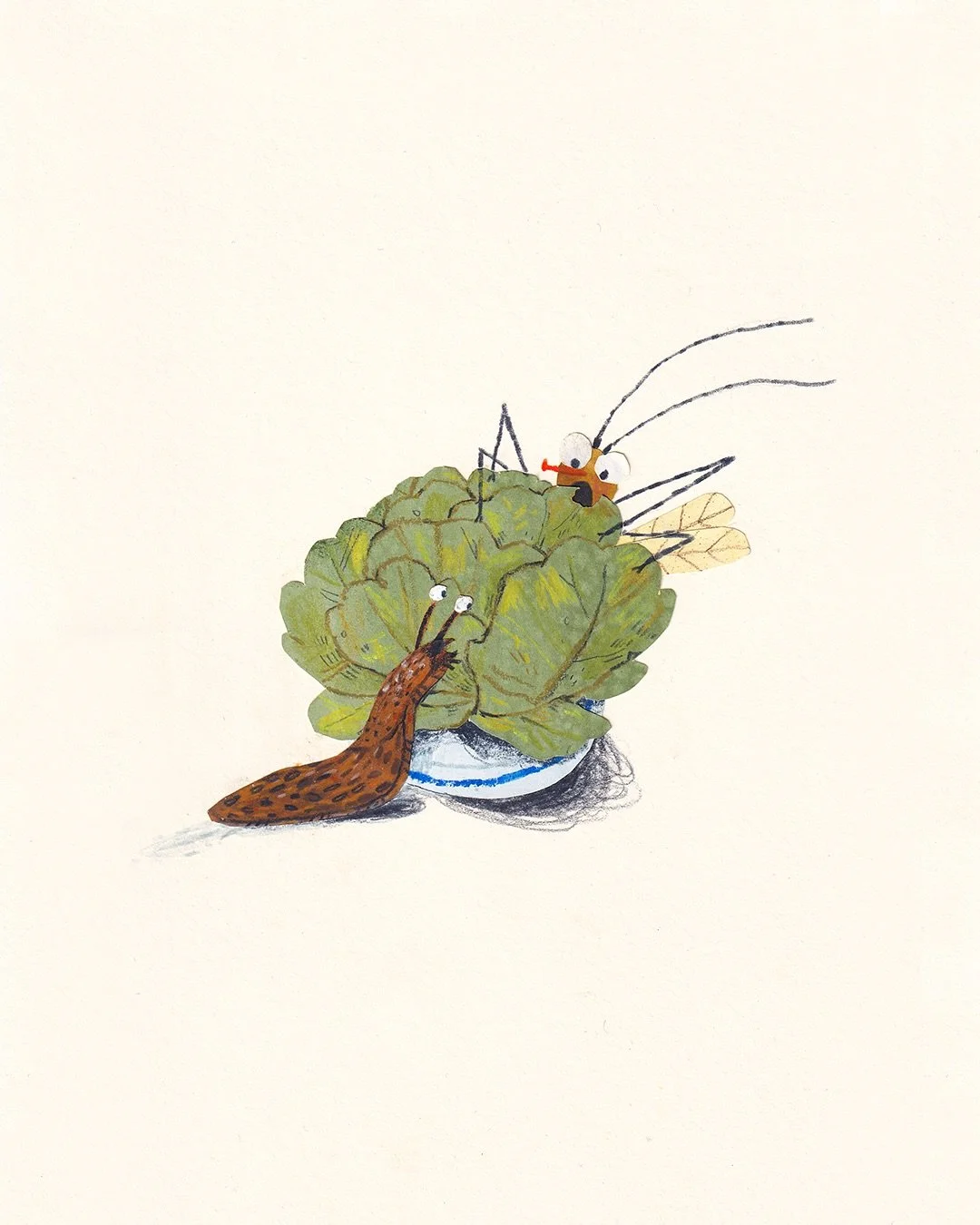 3 &bull; bug with a slug 🥬 #julybugweek 

#illustration #collage #collageart #kidlit #kidlitillustration