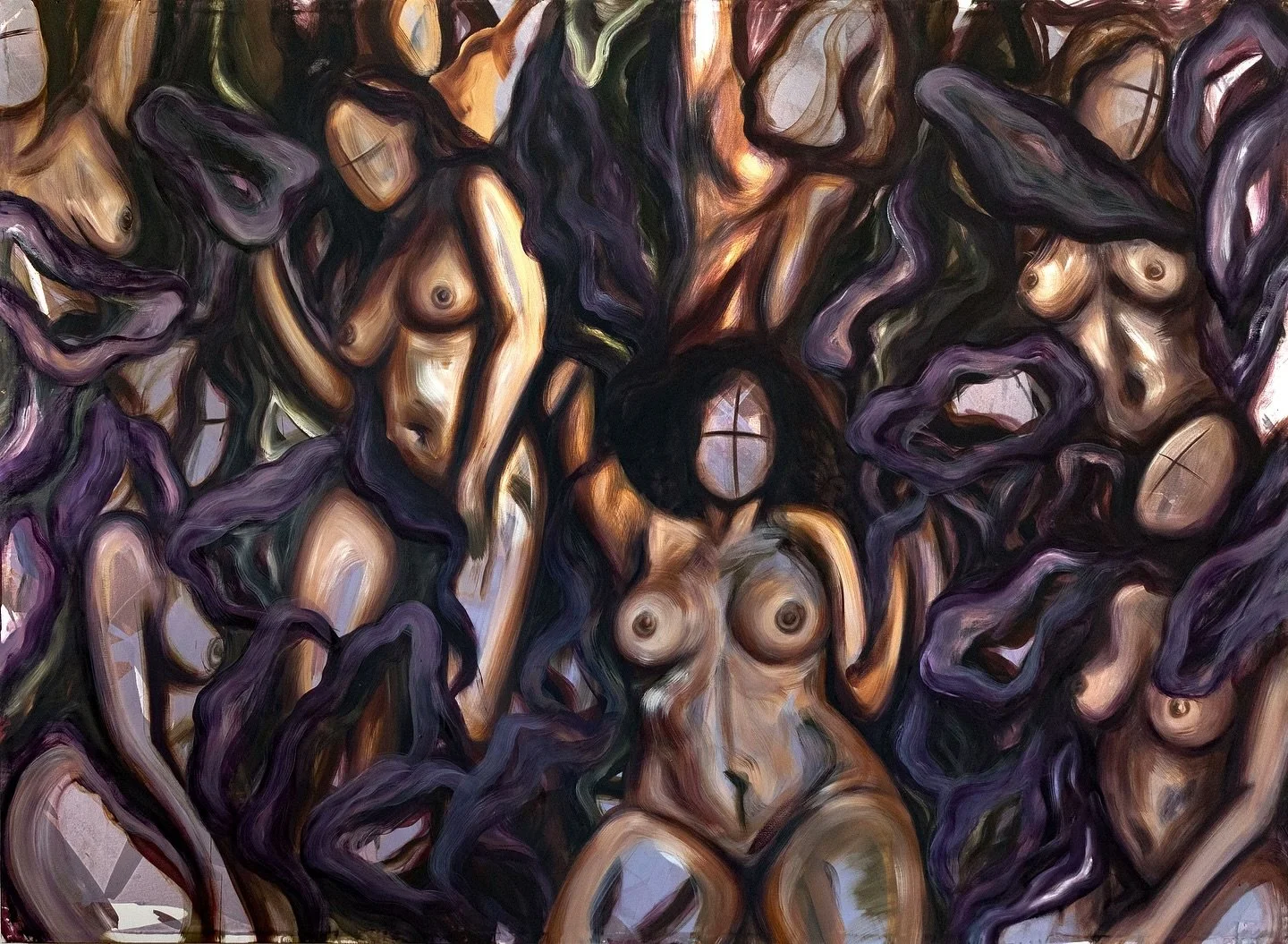 Don de Fluir, 2025. 
Acrylic and Oil on Linen, 
58 x 78 inches (147.3 x 198.1 cm)

There&rsquo;s something wild that lives under the noise.
A beat. A pull. A need to move, to create, to connect.
It&rsquo;s not pretty or perfect. It&rsquo;s honest. It