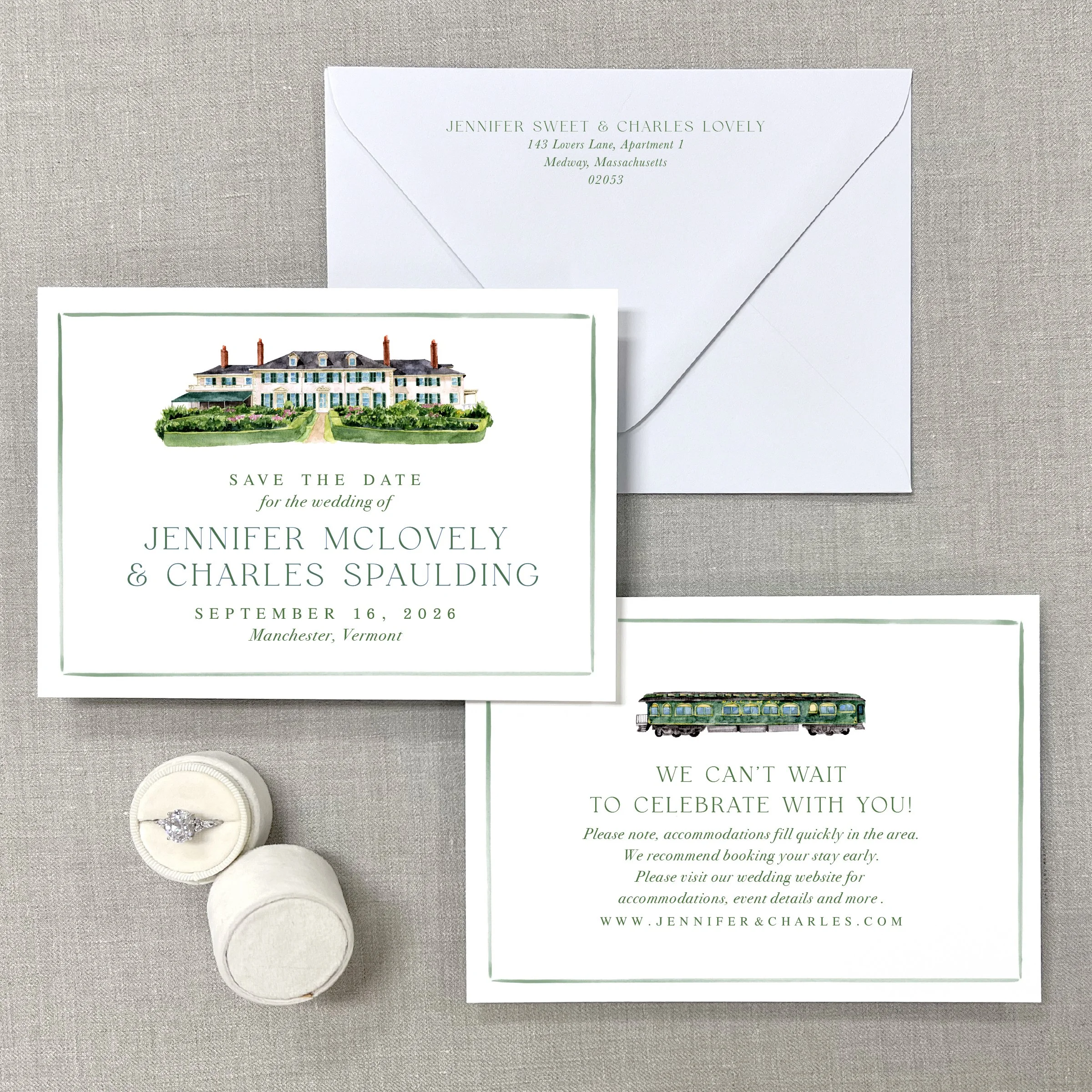 Hildene, Manchester, Vermont Watercolor Venue Save the Dates