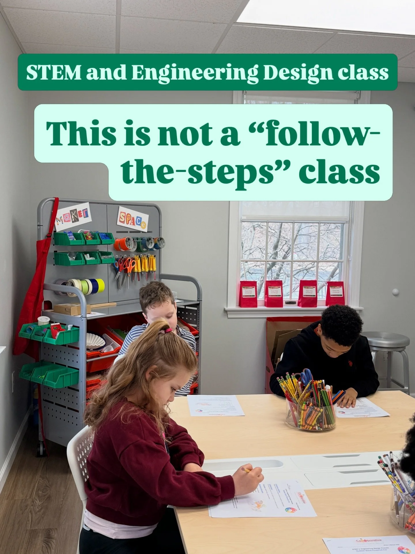 Yesterday&rsquo;s STEM class was a perfect example of what our classes are really about.

Our students were challenged to design and build a rubber band&ndash;powered car using the Engineering Design Process. They learned new vocabulary, discussed co