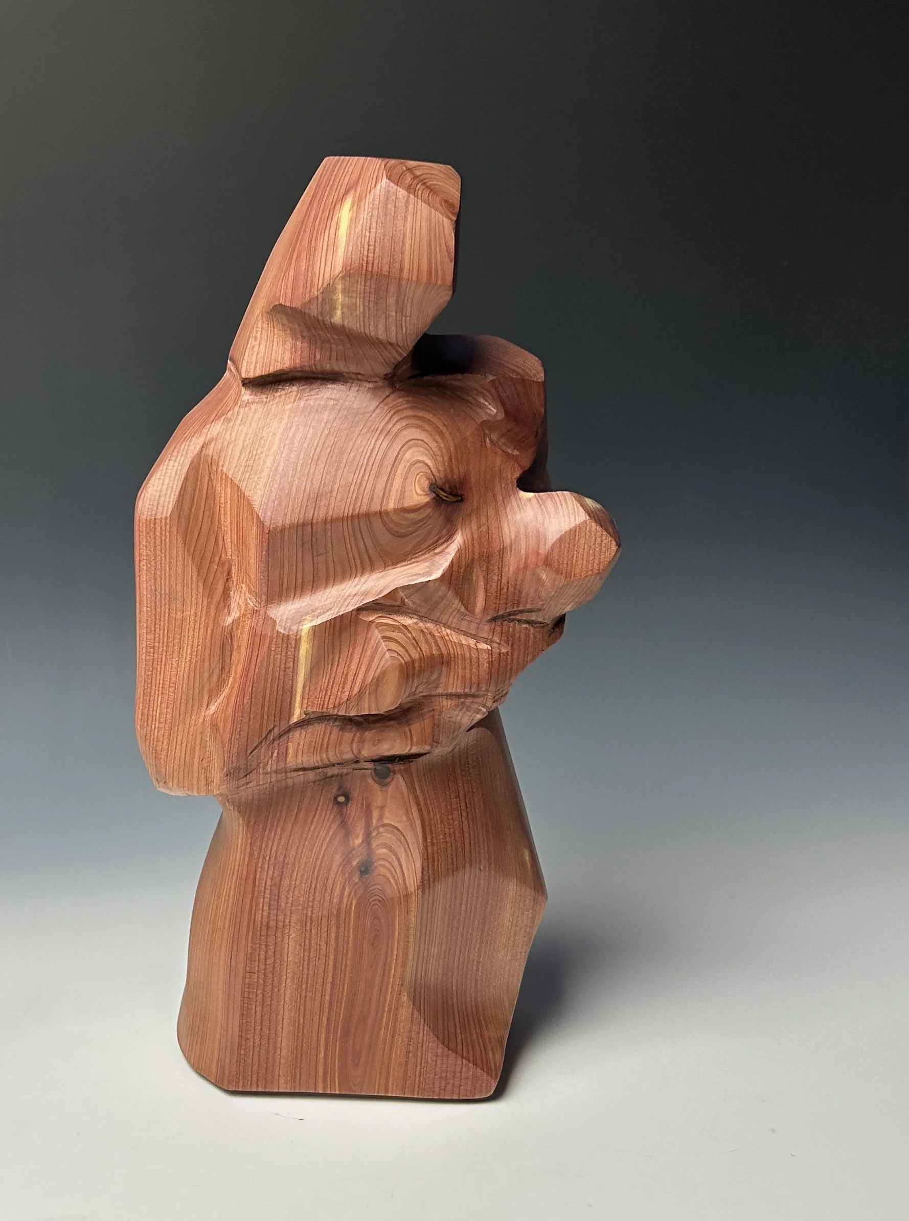 Guardian of Innocence I, 2024.  Cedar — 12 x 6 in, private collection.