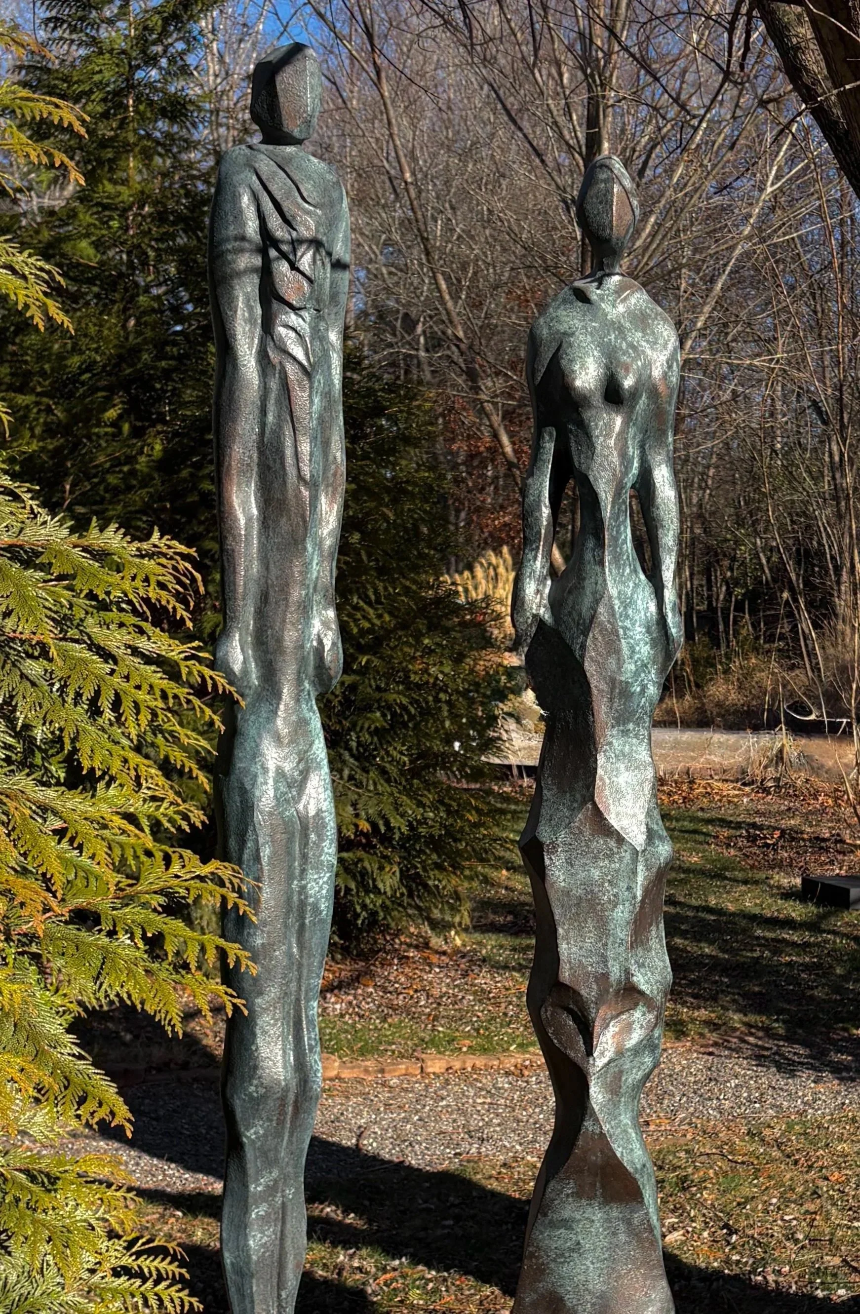 Unbroken: Tree & Water (Homage to Helene victims and survivors), 2026.  White Pine, bronze coating — 80 x 34 in.  Smith-Gilbert Gardens — April 2026 - March 2027.
