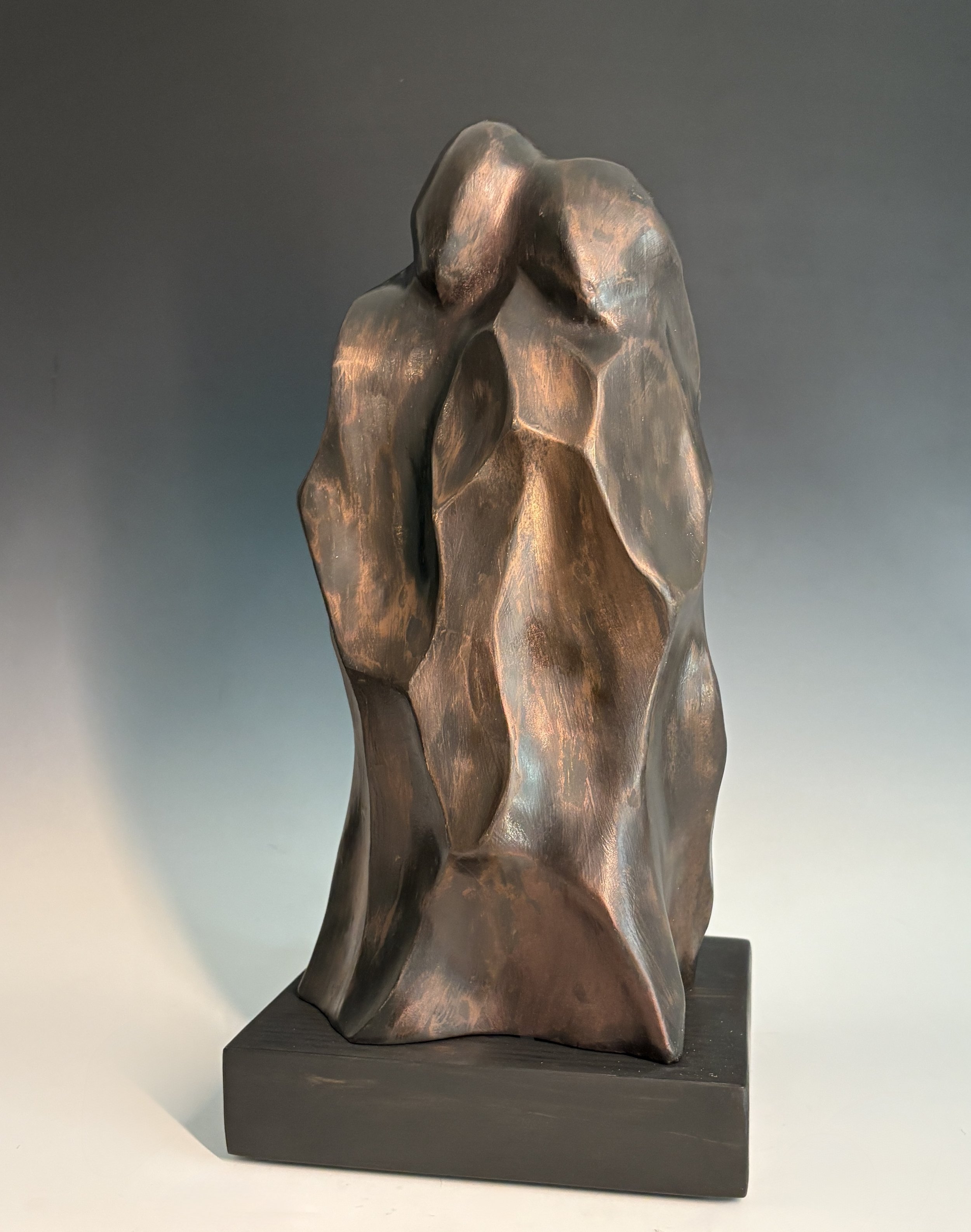 Soulmates IX, 2025. White Pine, bronze coating — 16 x 8 in