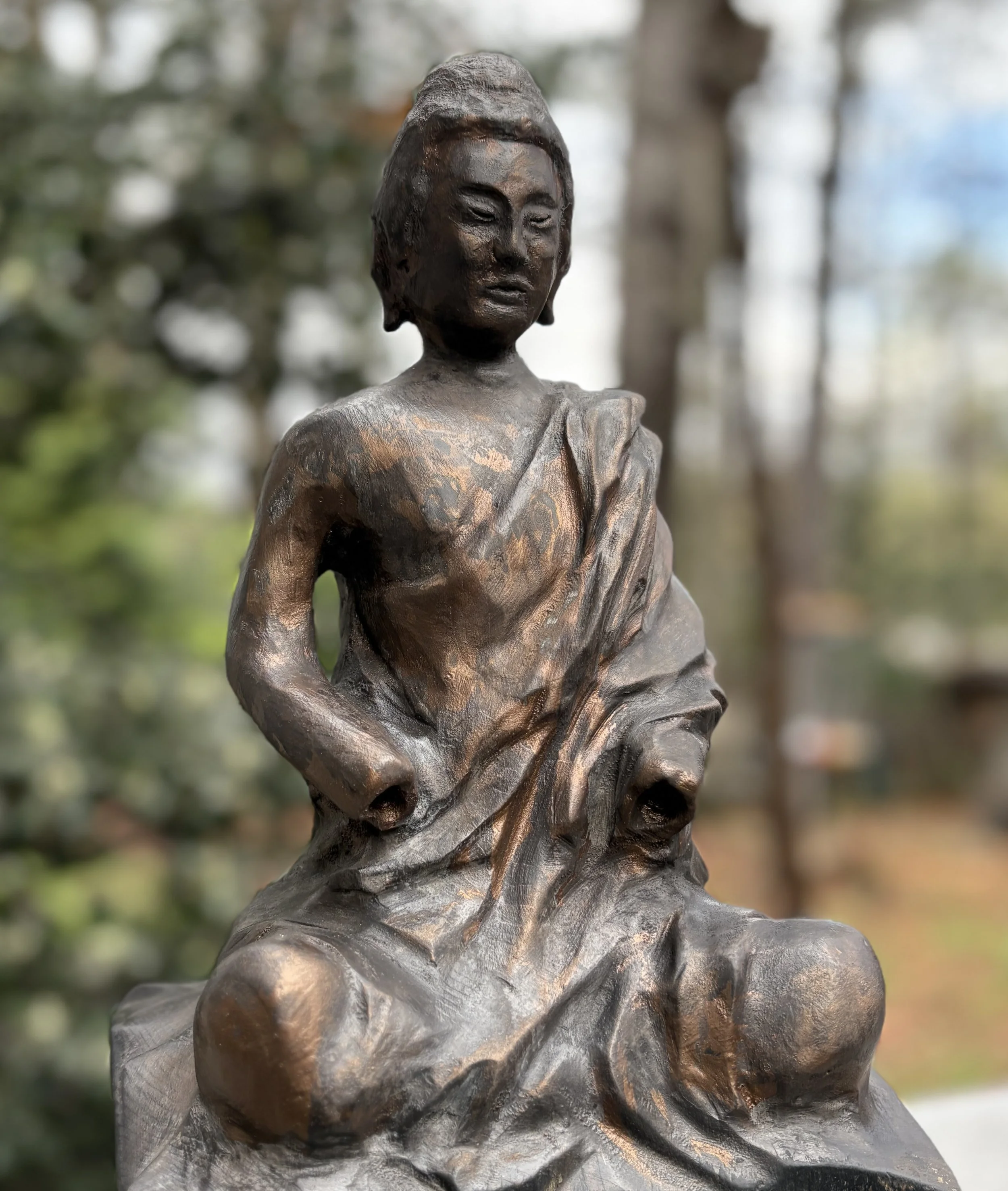 The Quiet Within, 2025. White Pine, bronze coating —  16 x 8 in. Private Collection