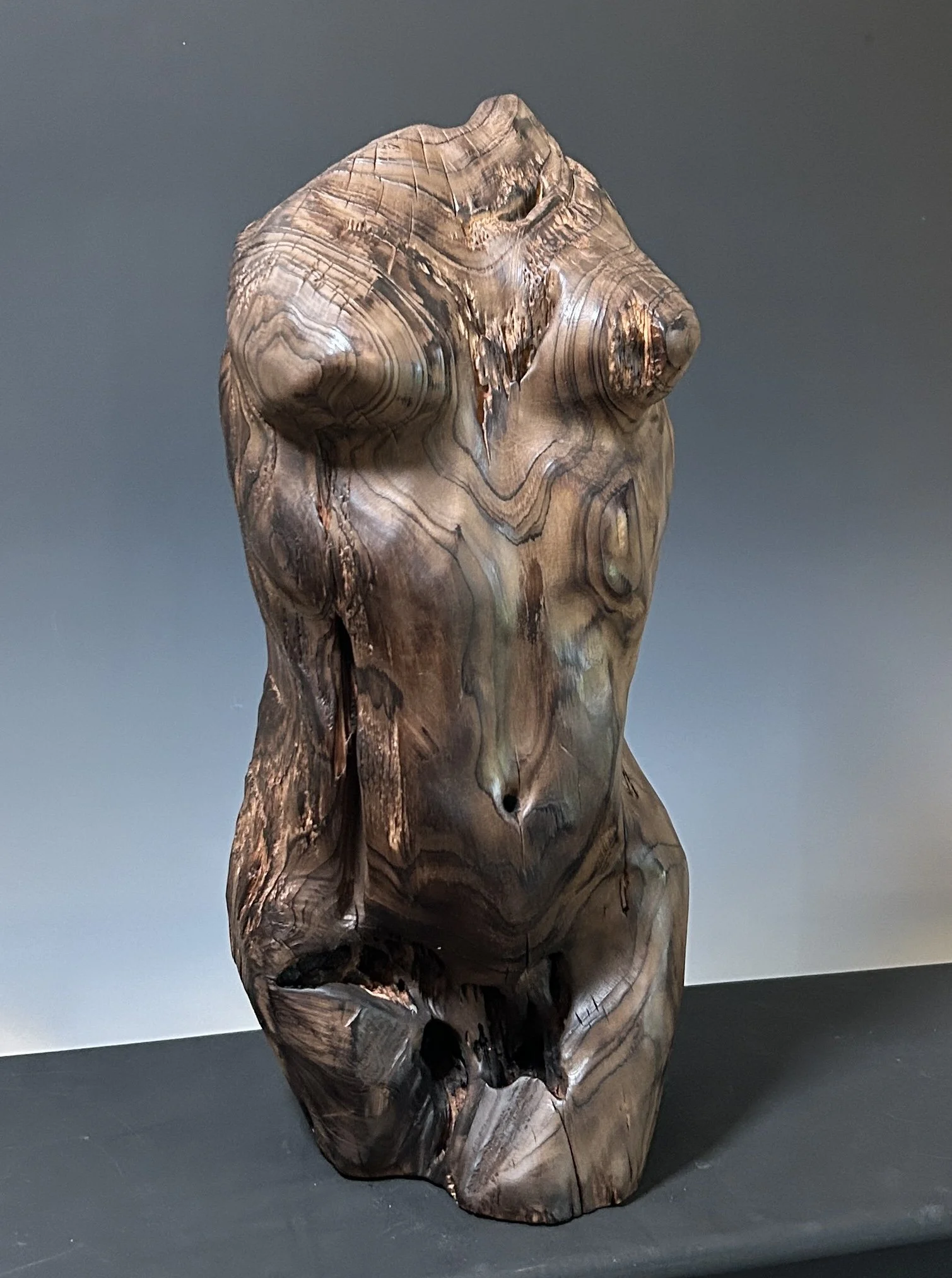 Camille (Homage to Camille Claudel), 2024.  Leyland cypress — 14 x 7 in. Private Collection