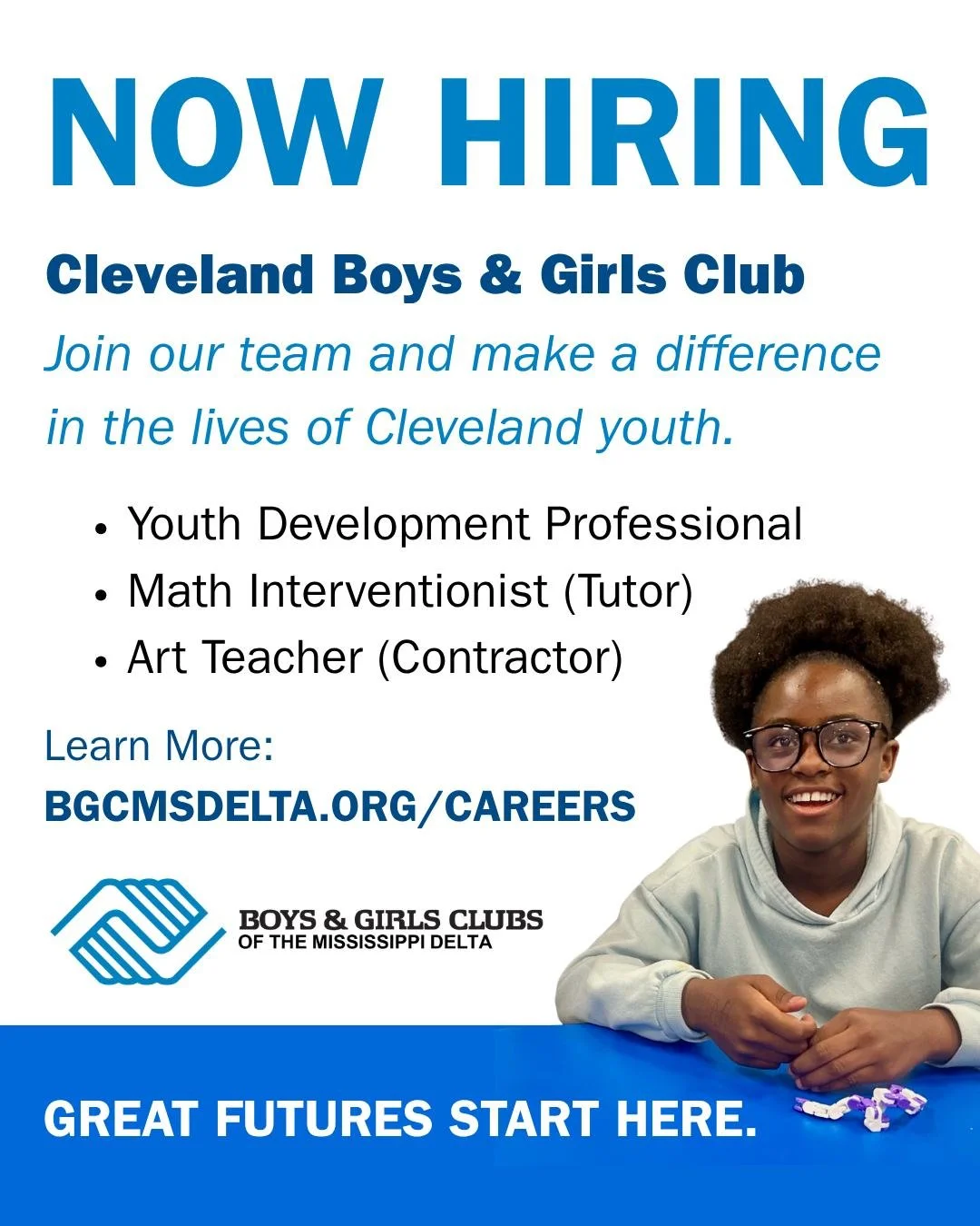 💼 We're hiring at the Boys &amp; Girls Club of Cleveland!

Three positions open now:

🎯 Youth Development Professional &mdash; $15/hr
Mon&ndash;Thu, 3&ndash;7 PM | Fri, 3&ndash;6 PM

📚 Math Interventionist (Tutor) &mdash; $35/hr
Mon&ndash;Thu, 4&n