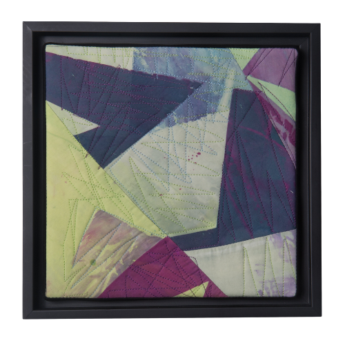 On the Move 9"h x 9"w $180 Hand printed, machine quilted Black frame