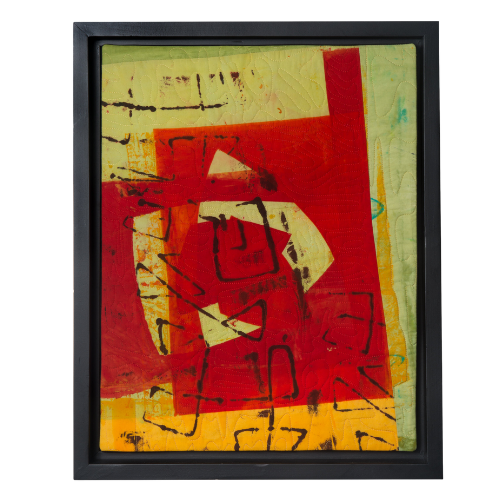 Glory Days 20"h x 16"w $640 Hand printed, machine quilted Black frame
