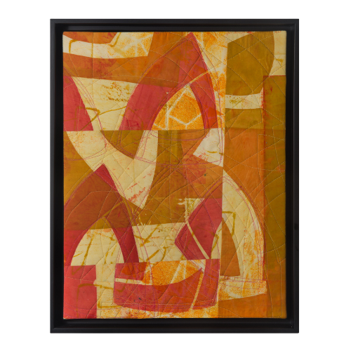 Breaking Camp 5 20"h x 16"w $640 Hand printed, machine quilted Black frame
