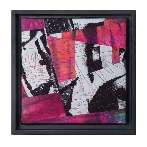 Adrift 9"h x 9"w $180 Hand printed, machine quilted Black frame