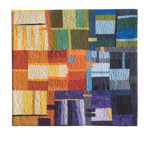 Village Life 22"h x 24"w SOLD Fabric, Thread