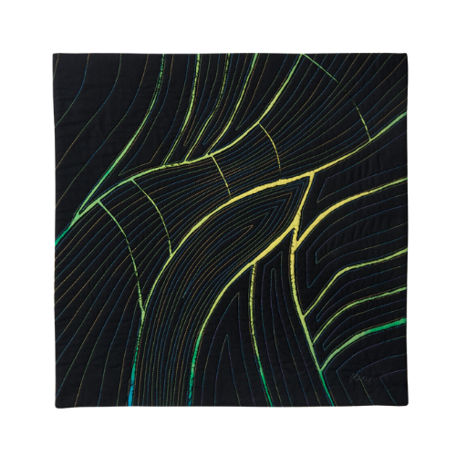 Plant Waves 18"h x 18"w $600 Fabric, Dye, Thread