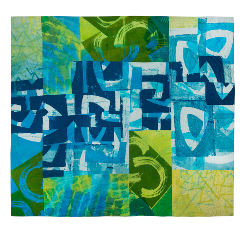 All Shook Up 48"h x 53"w $4200 Hand printed, machine quilted