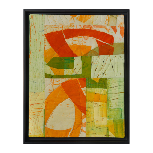 Breaking Camp 20"h x 16"w $640 Hand printed, machine quilted Black frame