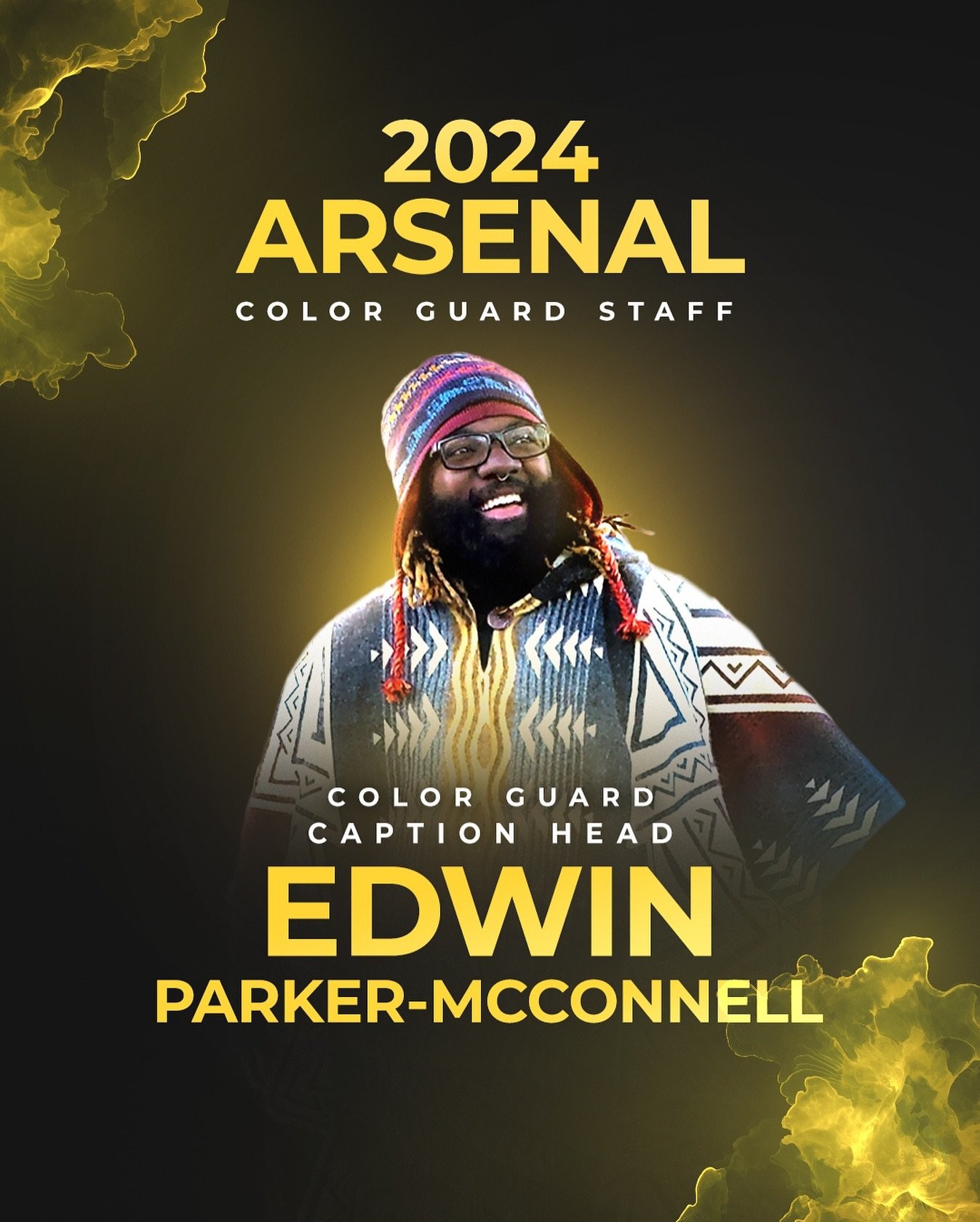 Presenting our 2024 Arsenal Color Guard Caption Head, Edwin Parker-McConnell! 

Edwin Parker-McConnell is a New Mexico based music educator, colorguard instructor, choreographer, show/program designer and founding staff member of Arsenal. He has taug