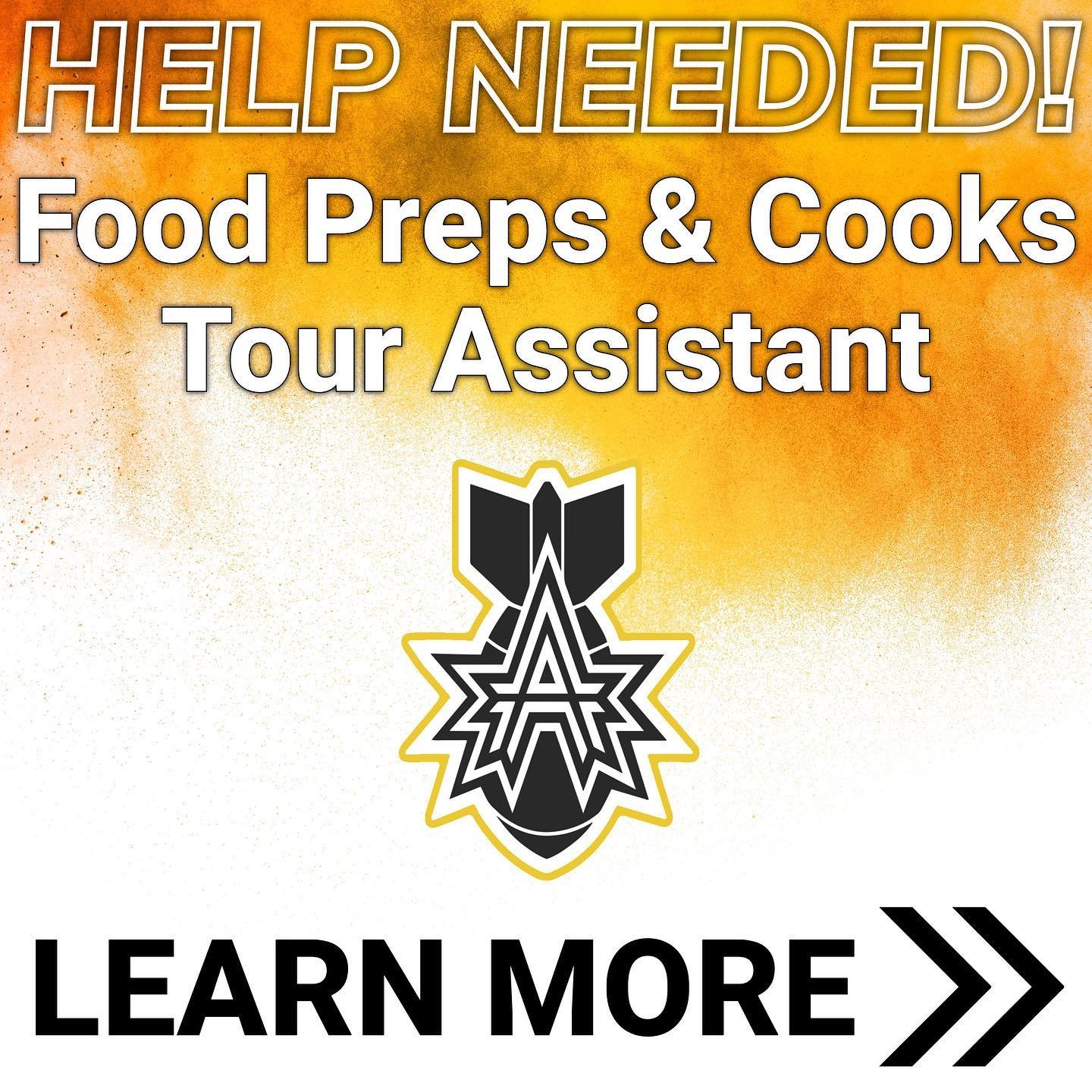 Arsenal DBC is looking for help this summer! Volunteers are needed for food preps/cooks and a tour assistant. Perks include four meals per day, housing, travel, show access, and a great experience! If you are interested, let us know with a message! 
