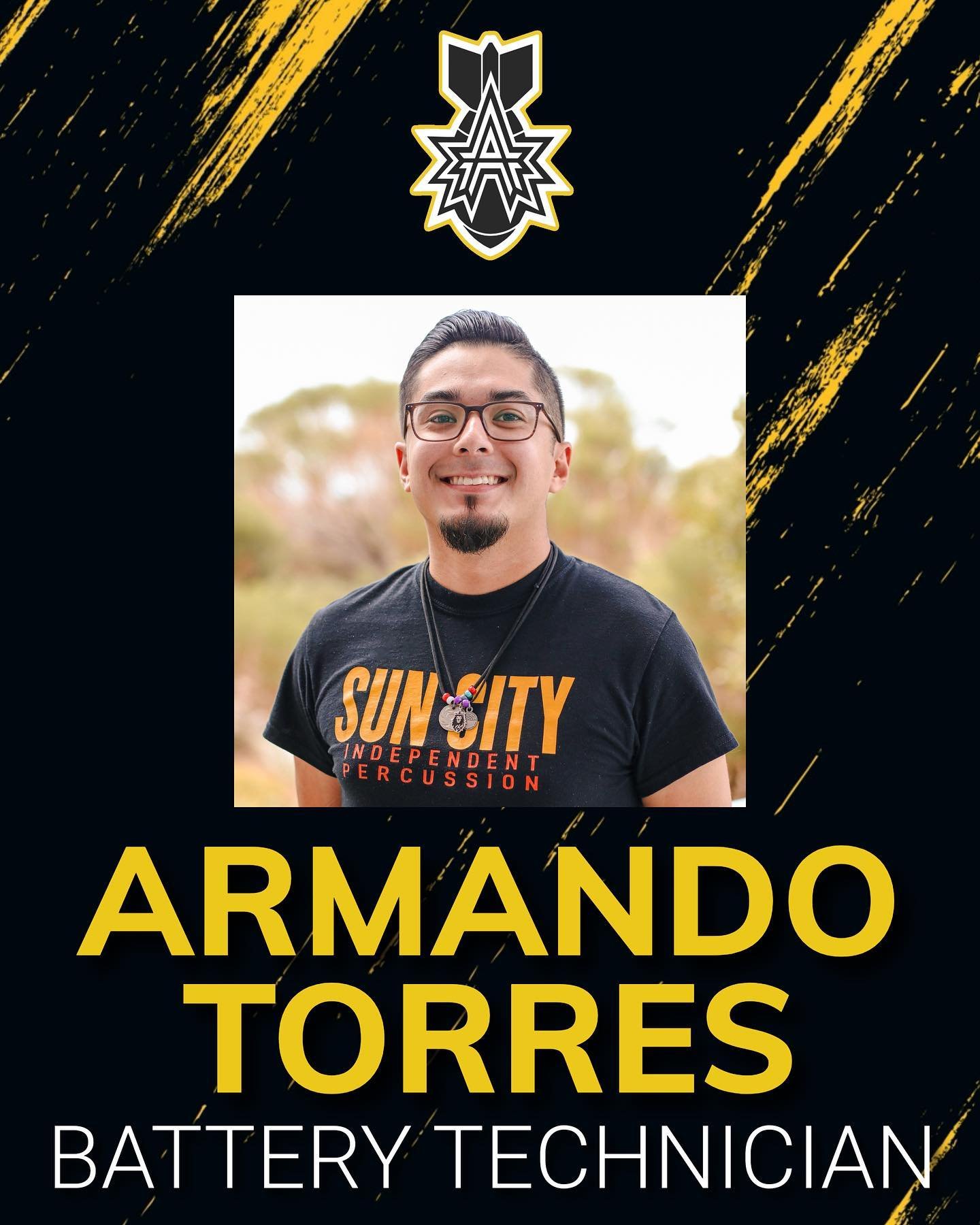 Next on Arsenal&rsquo;s 2024 percussion staff is Battery Technician, Armando Torres! 💥

Armando Torres is an El Paso, Texas native percussionist and music educator. He will be completing his Bachelor&rsquo;s Degree in Music Education at the Universi