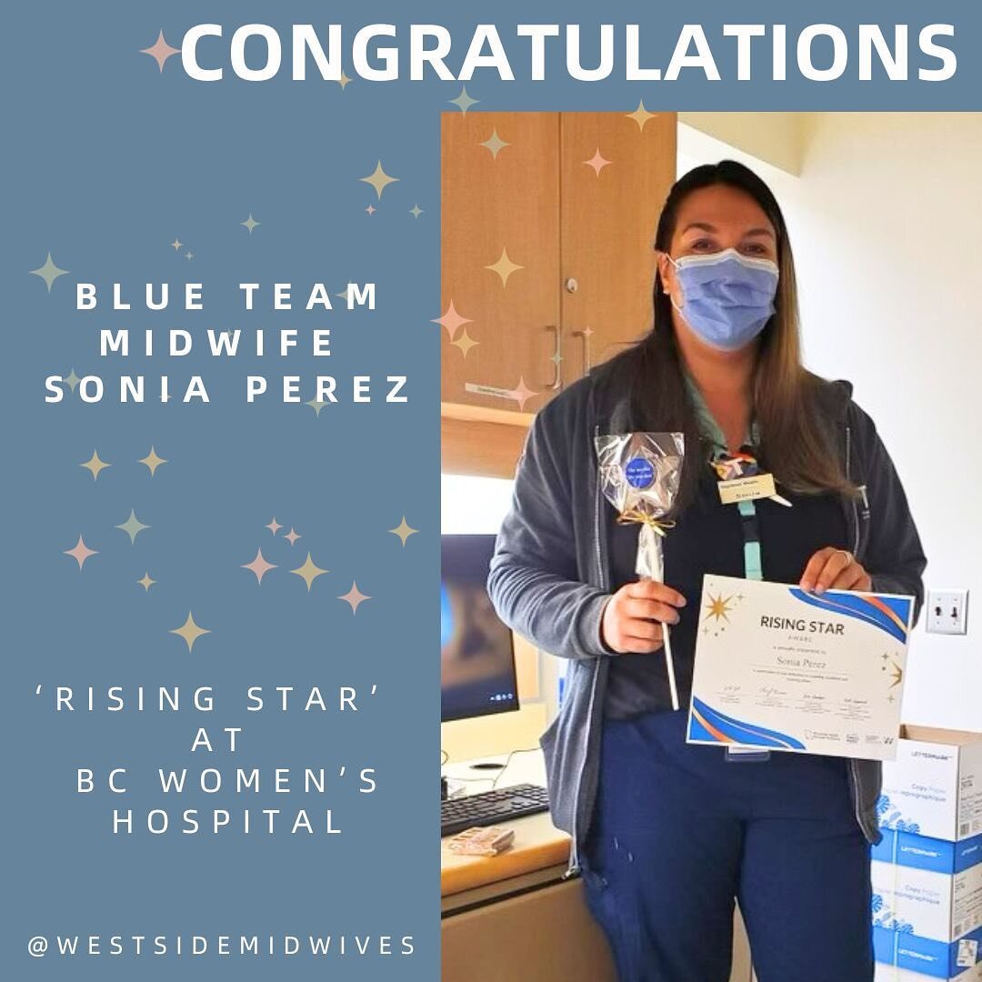 Blue team midwife Sonia was presented with a Rising Star award at BC Women&rsquo;s Hospital this week! 

Sonia was recognised for supporting anti-racist and equitable care, inspiring others, and demonstrated best practice consistent with PHSA values 