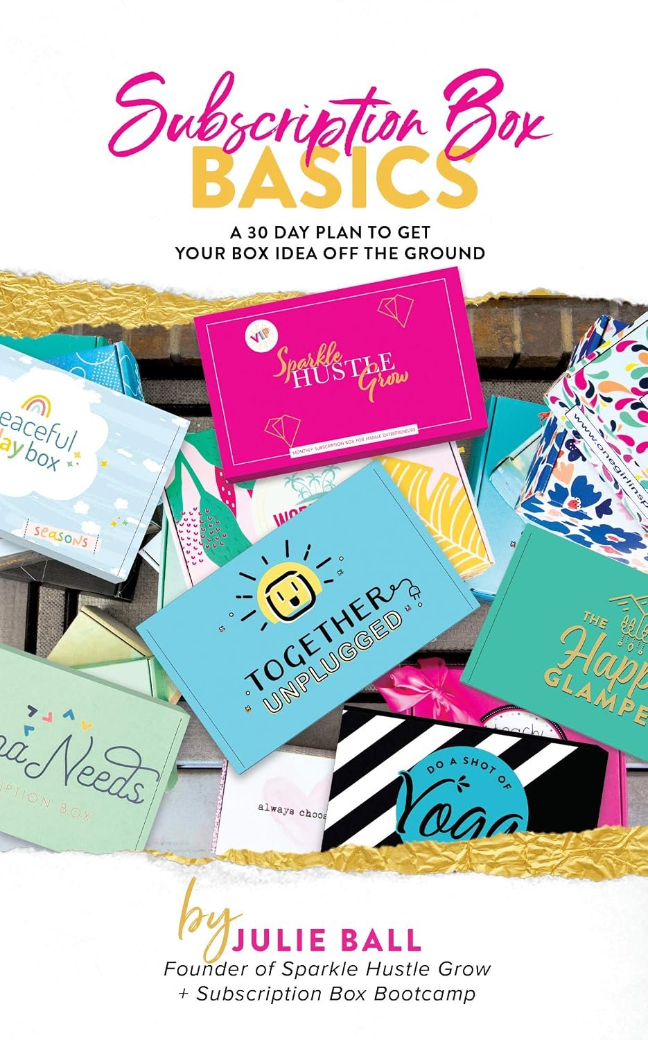 Book cover of "Subscription Box Basics" by Julie Ball. Line and copy editing services provided by Dakota for this non fiction business book.