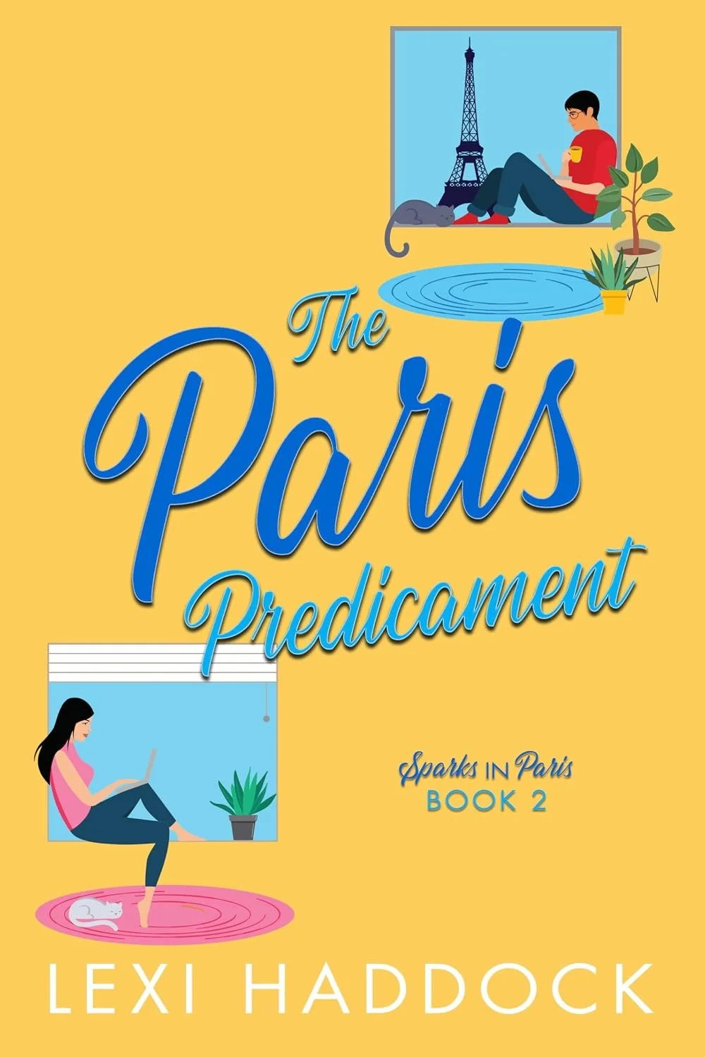 Book cover of "The Paris Predicament" by Lexi Haddock. Line and copy editing services provided by Dakota for this romance book.