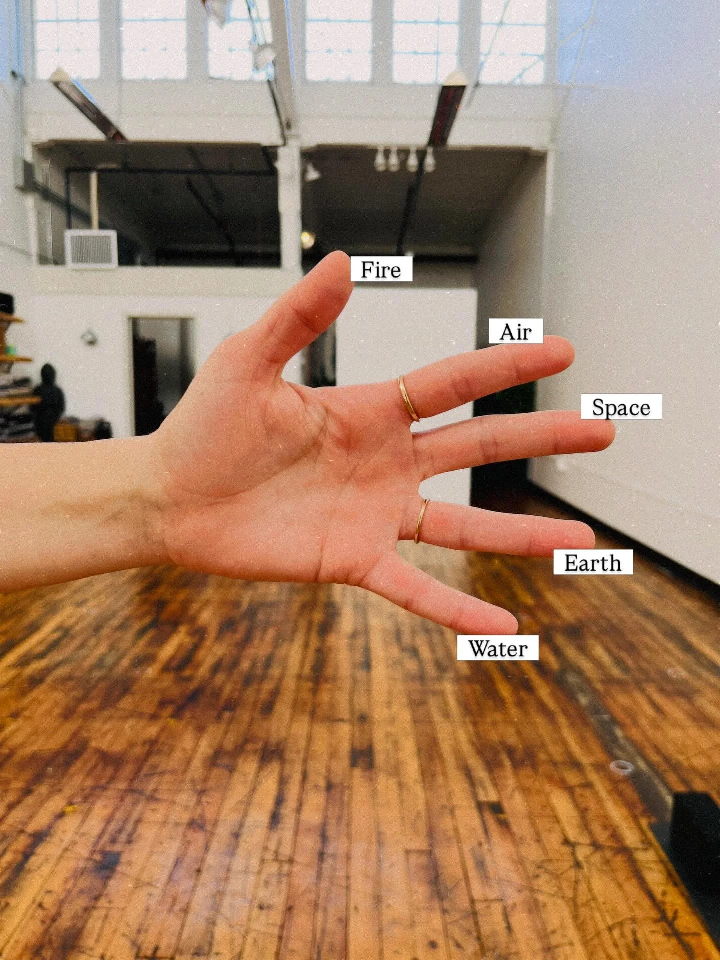 In Ayurveda, the sister science of Yoga, the energy of each of the five elements is understood to extend into and through the fingers.

Such knowledge offers us more refined points of meditation, concentration, and intention when we take mudra during