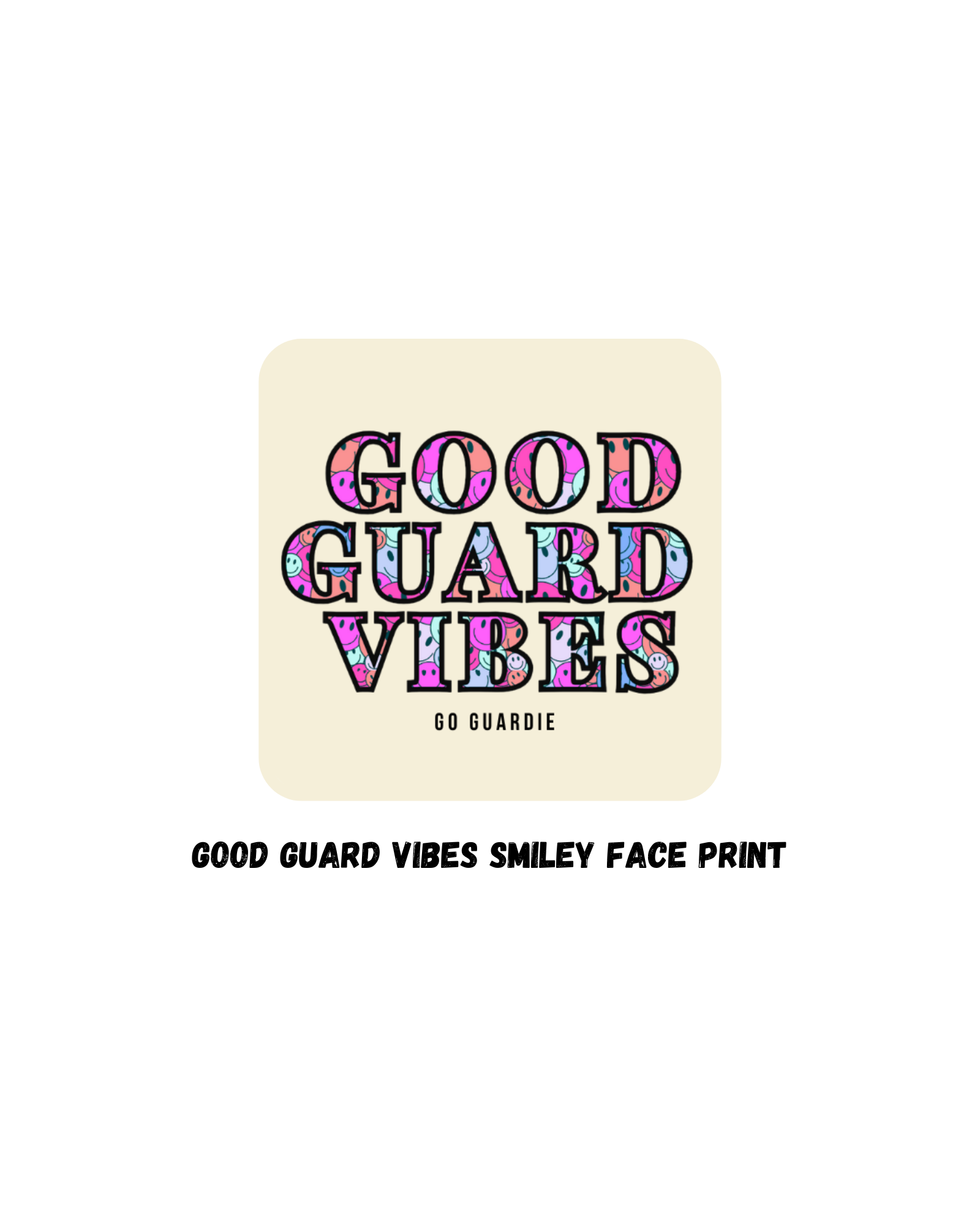 Good Guard Vibes Smiley Face Print- Cream Jewelry Box