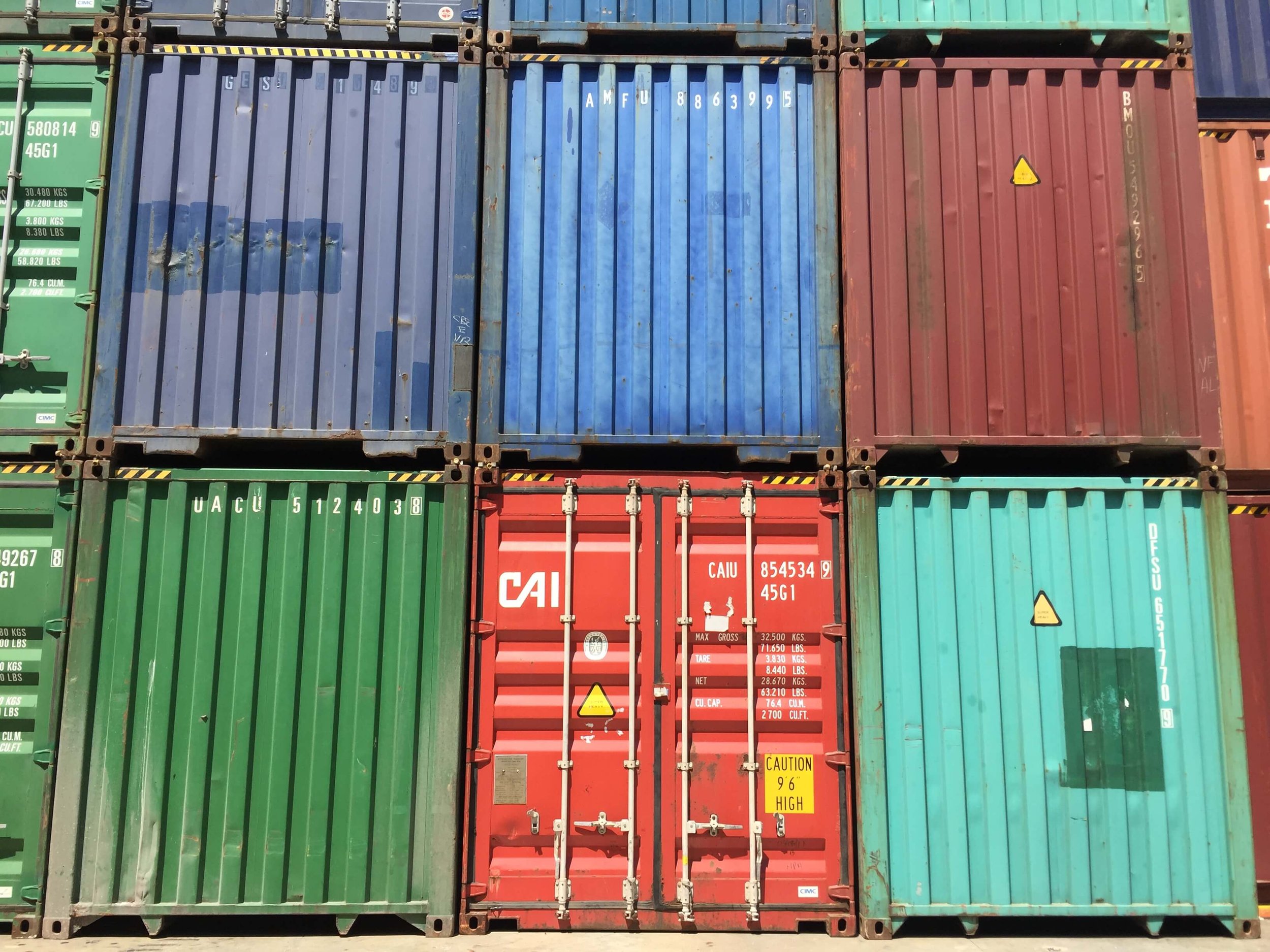  Grid of shipping containers. 