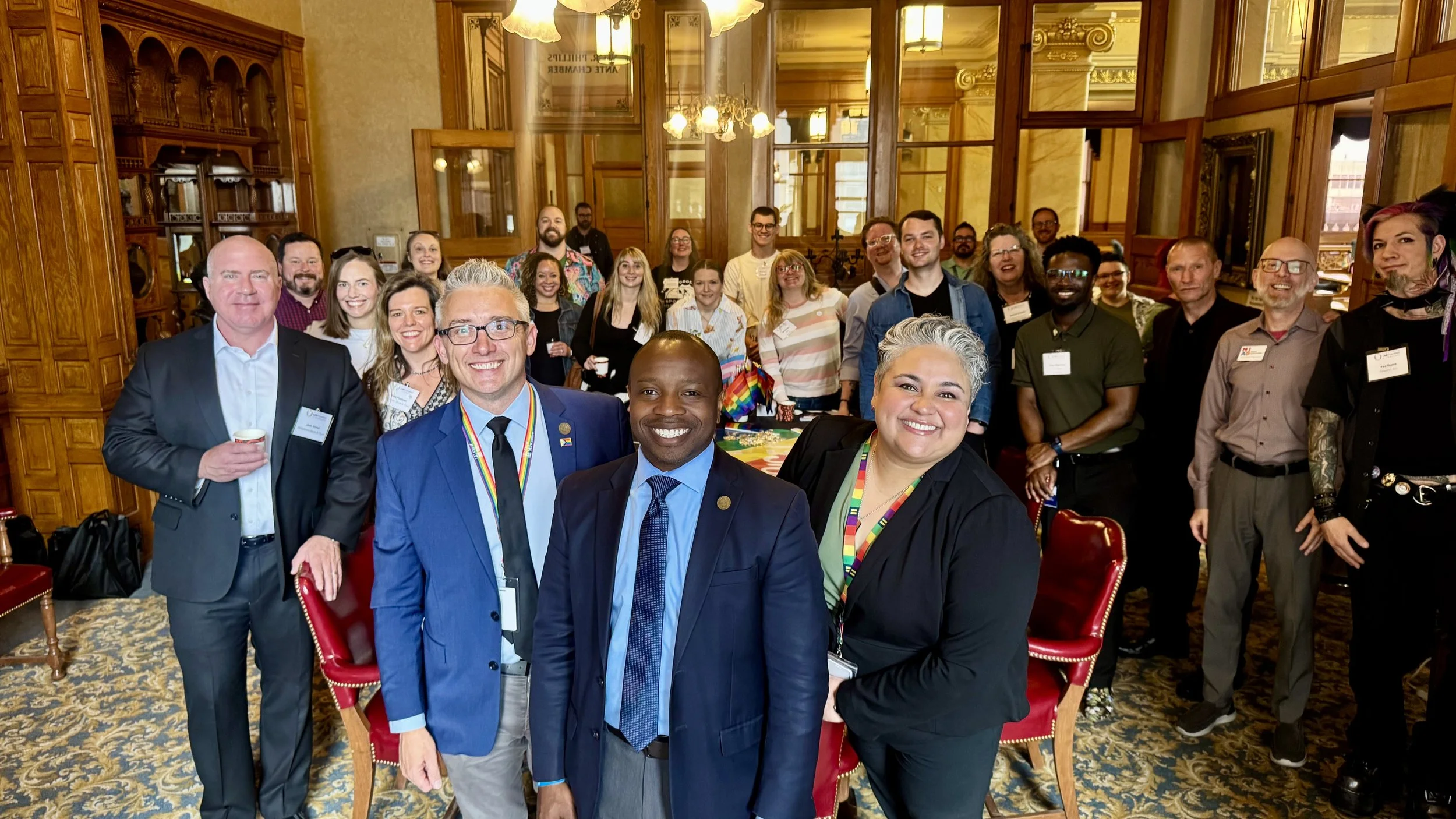 Alderman Peter Burgelis at City Hall with a group