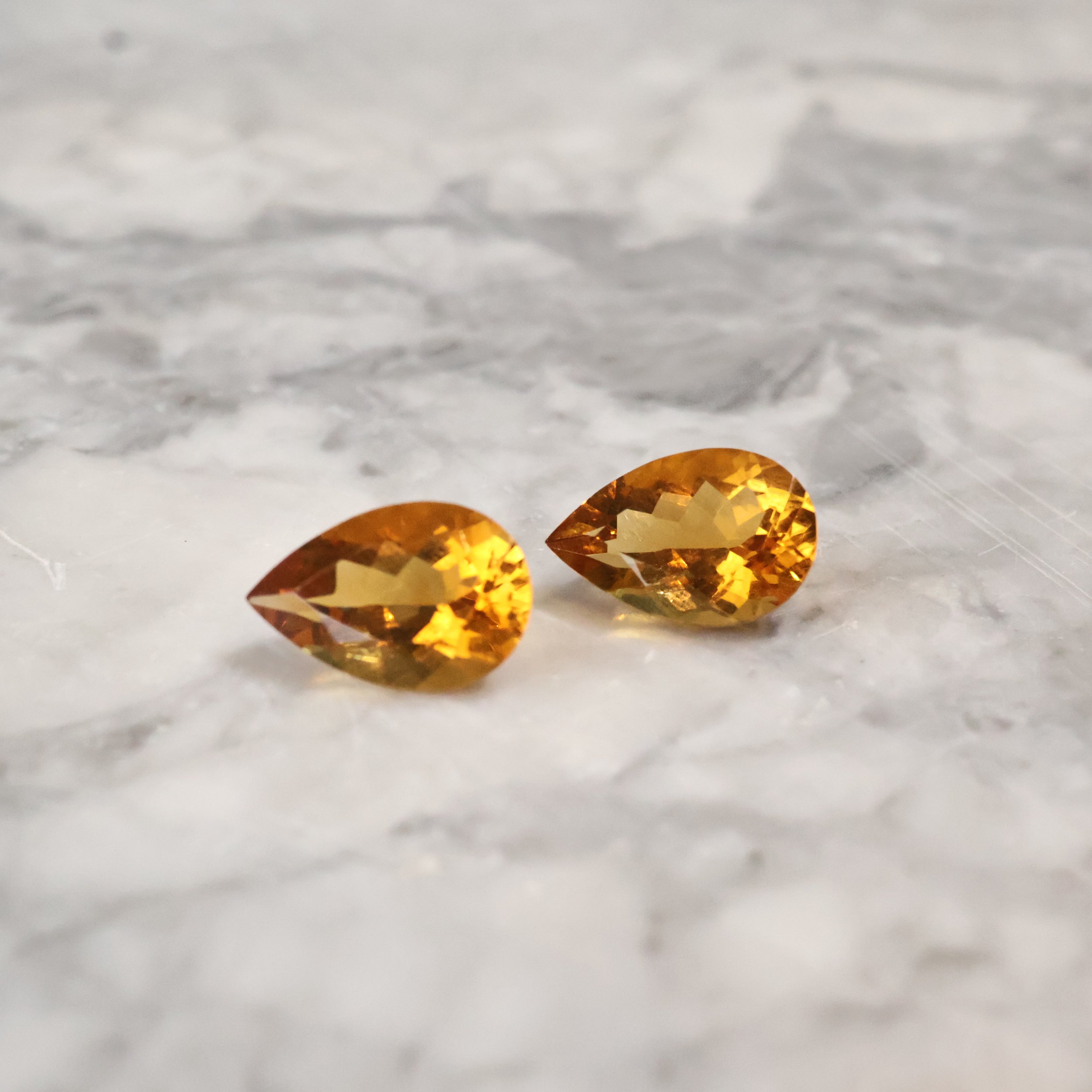 Natural Pear Cut Citrine - Pair