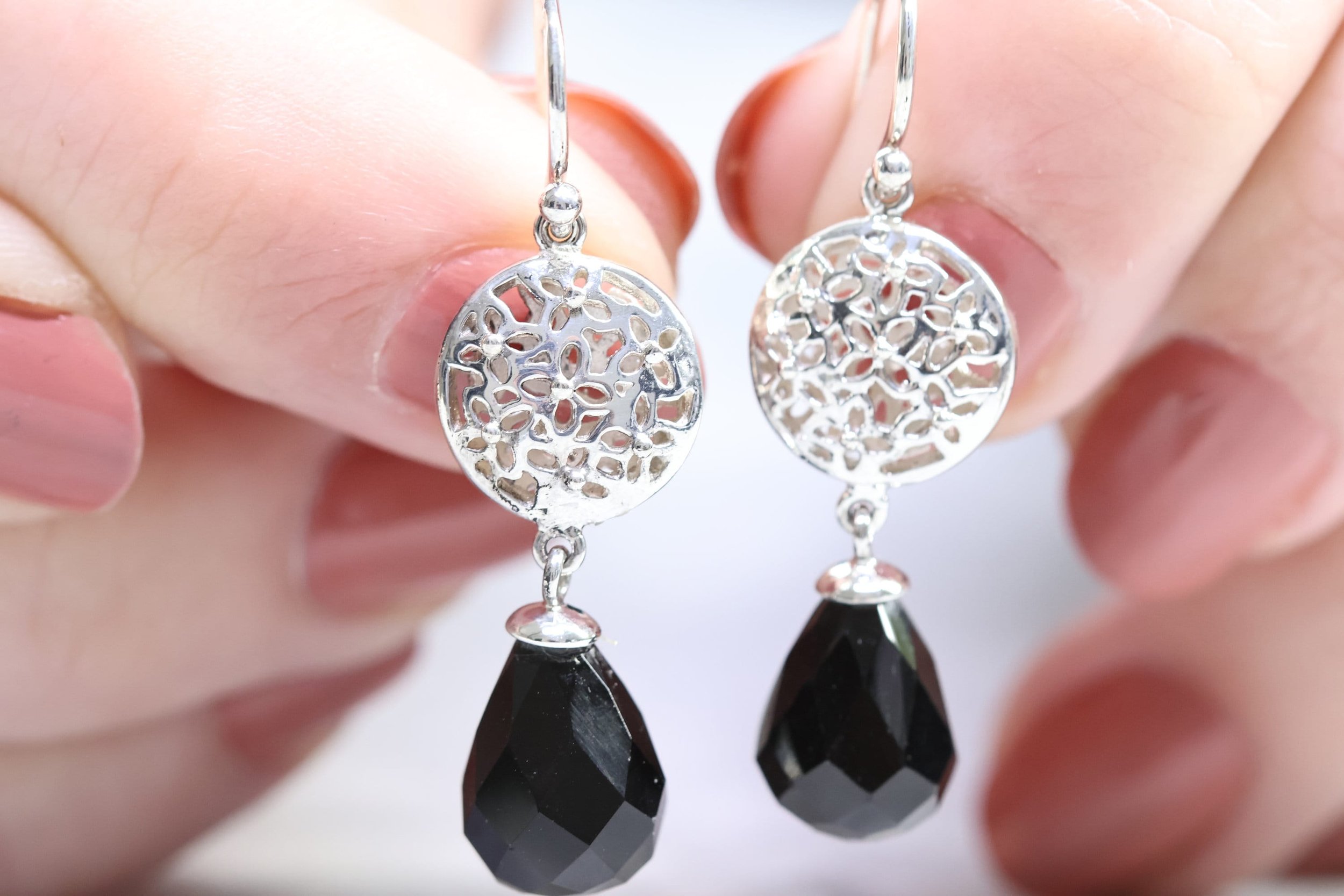 Sterling Silver Onyx Earrings