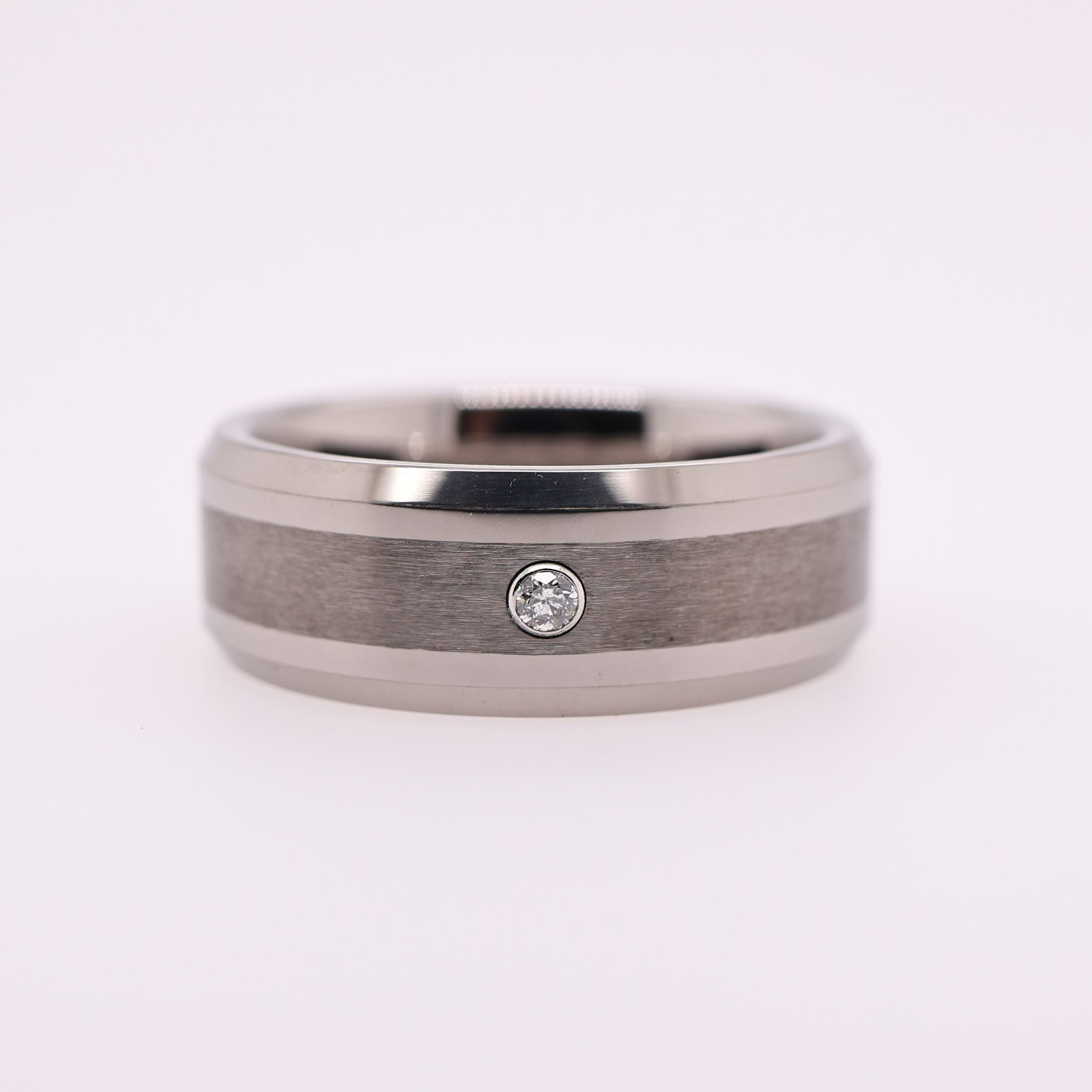 Tungsten Natural Diamond Bevelled Satin/Polished Wedder