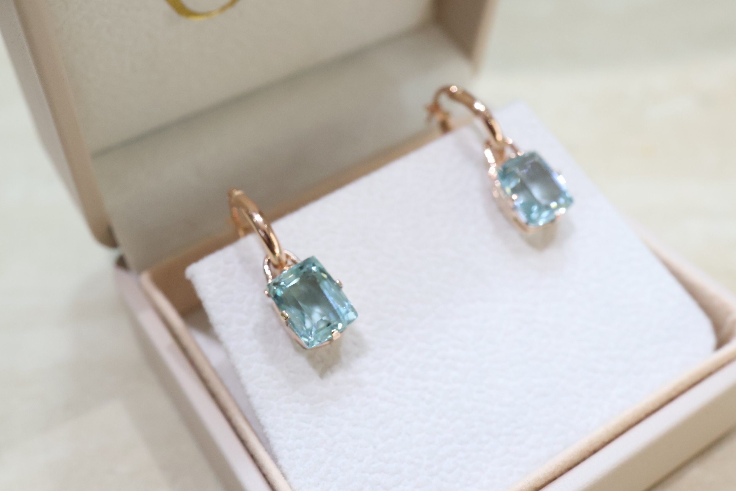 9ct Rose Gold Aquamarine Earrings