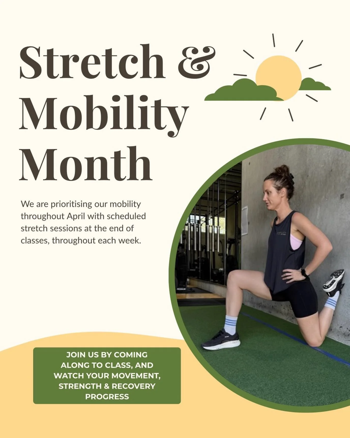 APRIL IS STRETCH &amp; MOBILITY MONTH AT AMPLIFY!! 🤸
We are prioritising our recovery TOGETHER throughout April with scheduled stretch &amp; mobility sessions at the end of some of our group fitness classes throughout each week.
Join us by coming al