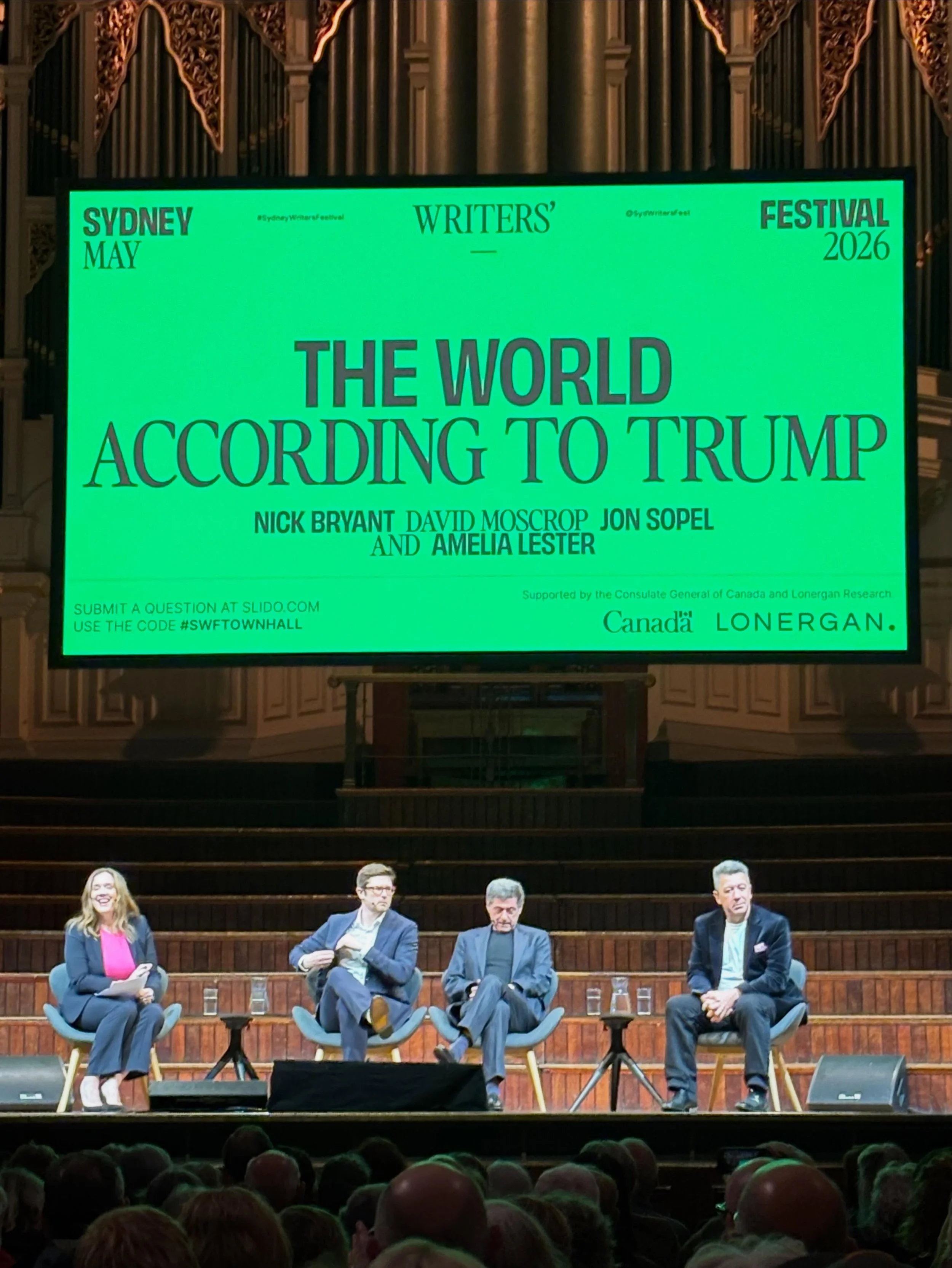 Why do people obsess about Trump, asked &lsquo;The World According to Trump&rsquo; panel @sydwritersfest 

Nick Bryant: He has such journalistic entertainment value. He understands the attention economy.. (After the 2024 election) he shouldn&rsquo;t 