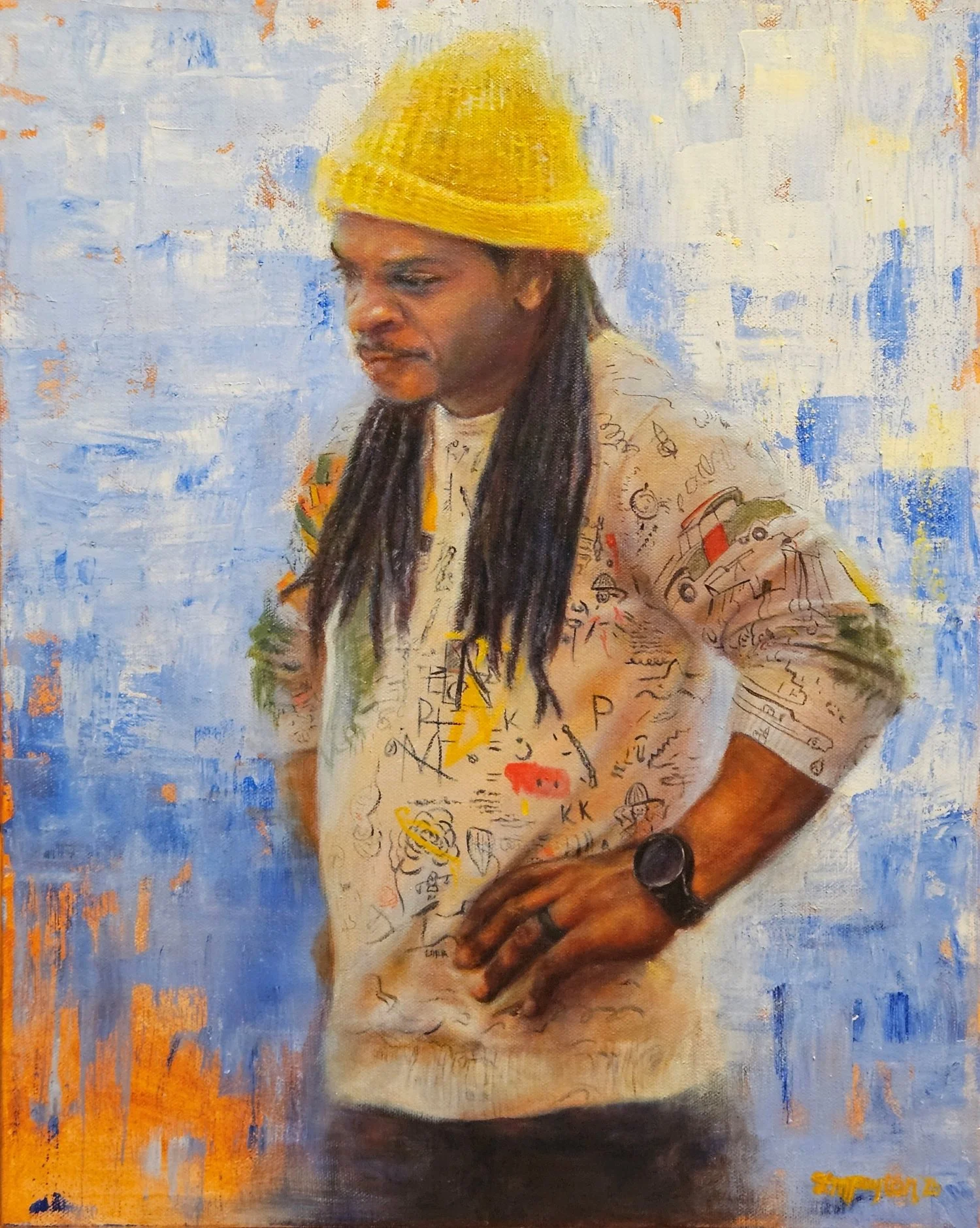 If Basquiat Wore His Yellow Hat
20"x16"
Acrylic on canvas
Available