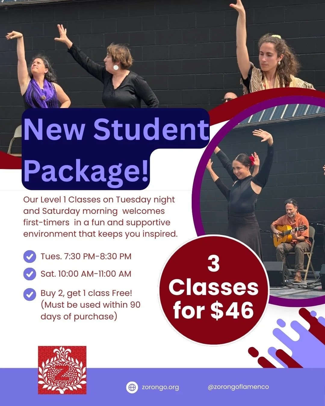 Want to try class and are not sure where to start? Purchase a New Student Package and receive 3 classes for the price of 2! See the links in our bio to purchase a Package.
We offer our Level 1 class for beginners on Tuesdays at 7:30 PM and Saturdays 