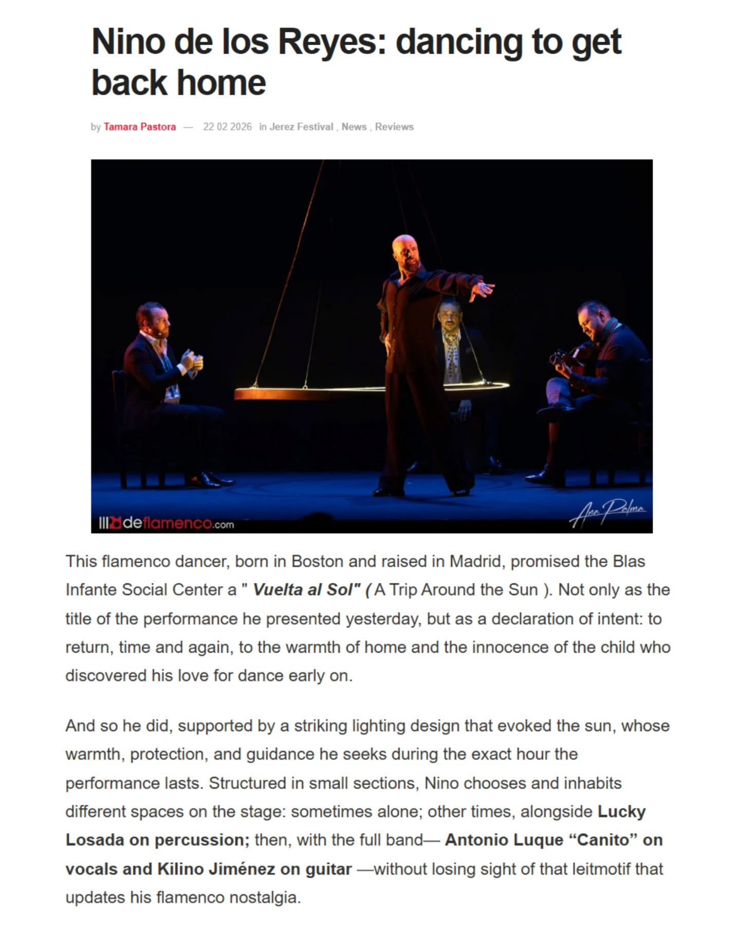 Immensely proud to see Nino de los Reyes lighting up the stage last night at the Festival de Jerez with "Vuelta al Sol".
We can&rsquo;t wait to feel that same energy and fire when he joins us for "Amanecer" in Minneapolis. 🌅🔥

R