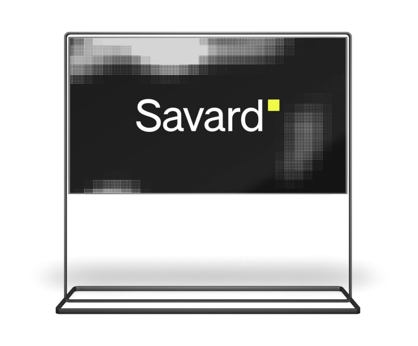 Savard digital signage platform on freestanding commercial grade screen