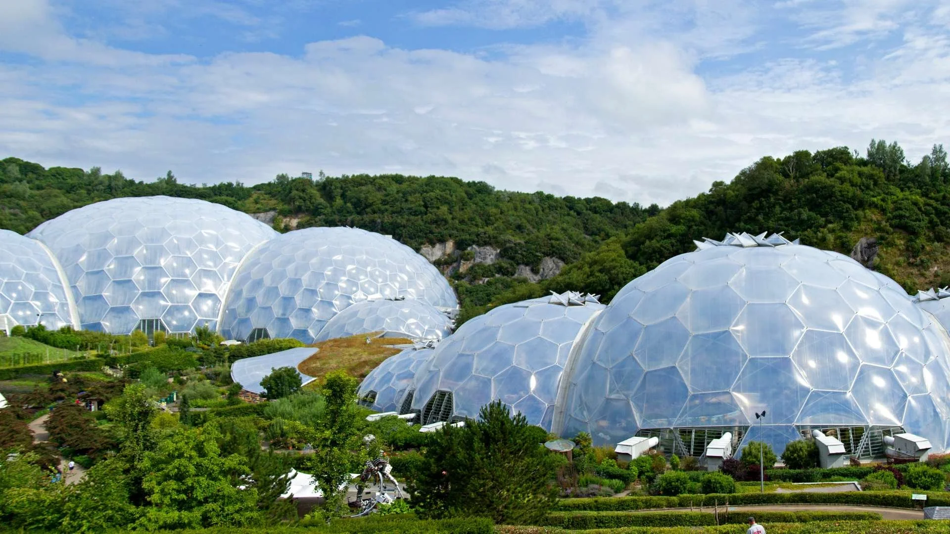 Eden Project: "Iconic biomes of the Eden Project housing diverse ecosystems in Cornwall."