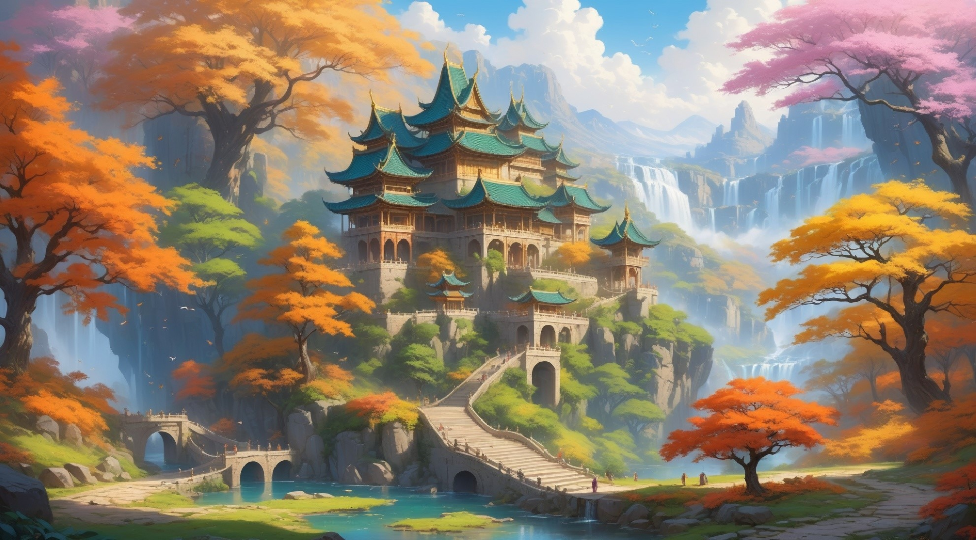 Autumn Palace by the Falls