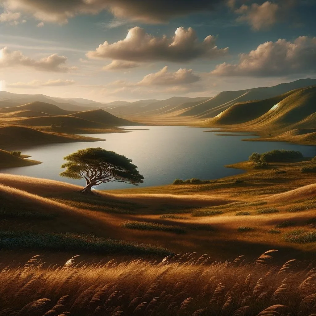 Low Fantasy plains with a lake