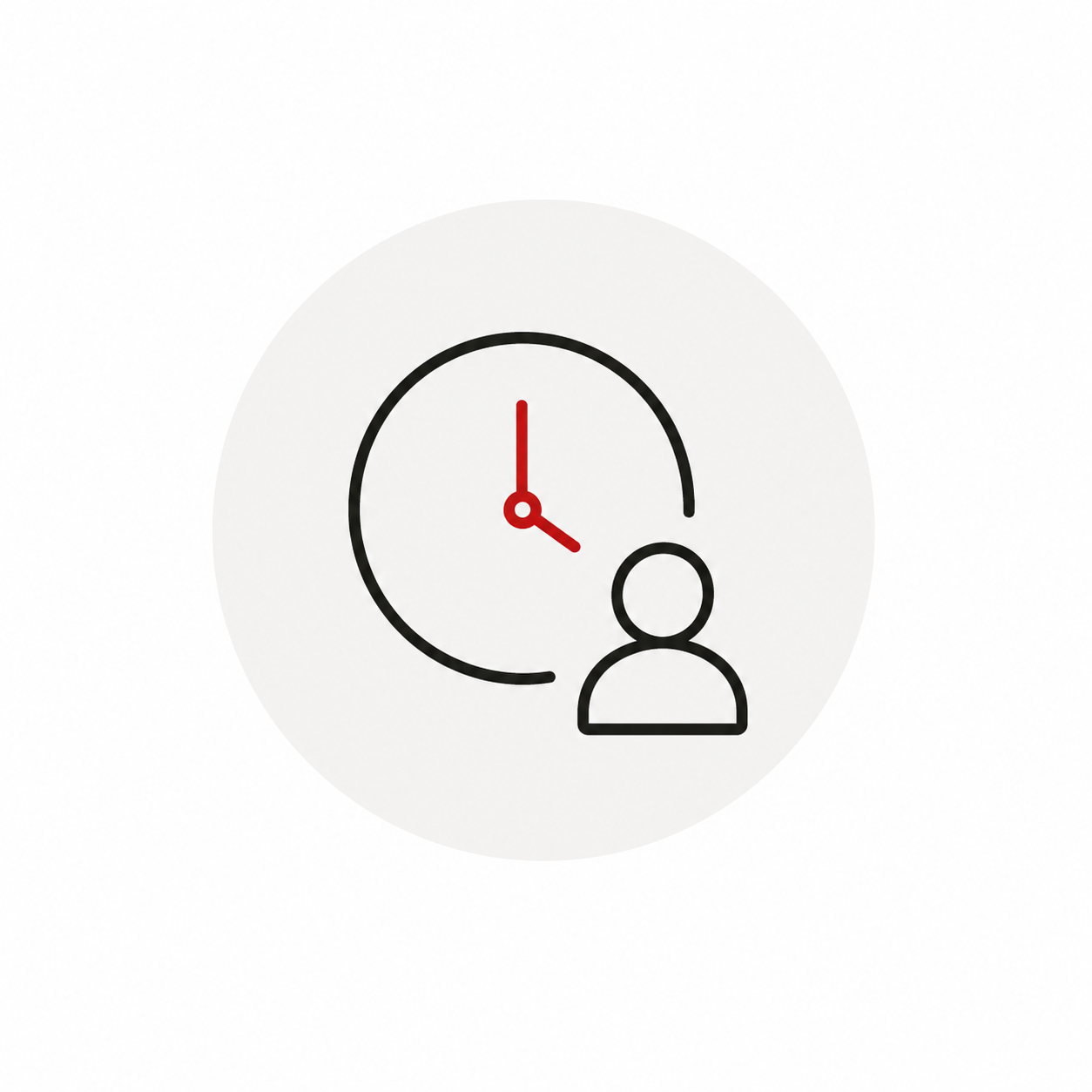 Simple clock showing 12:15 with user icon